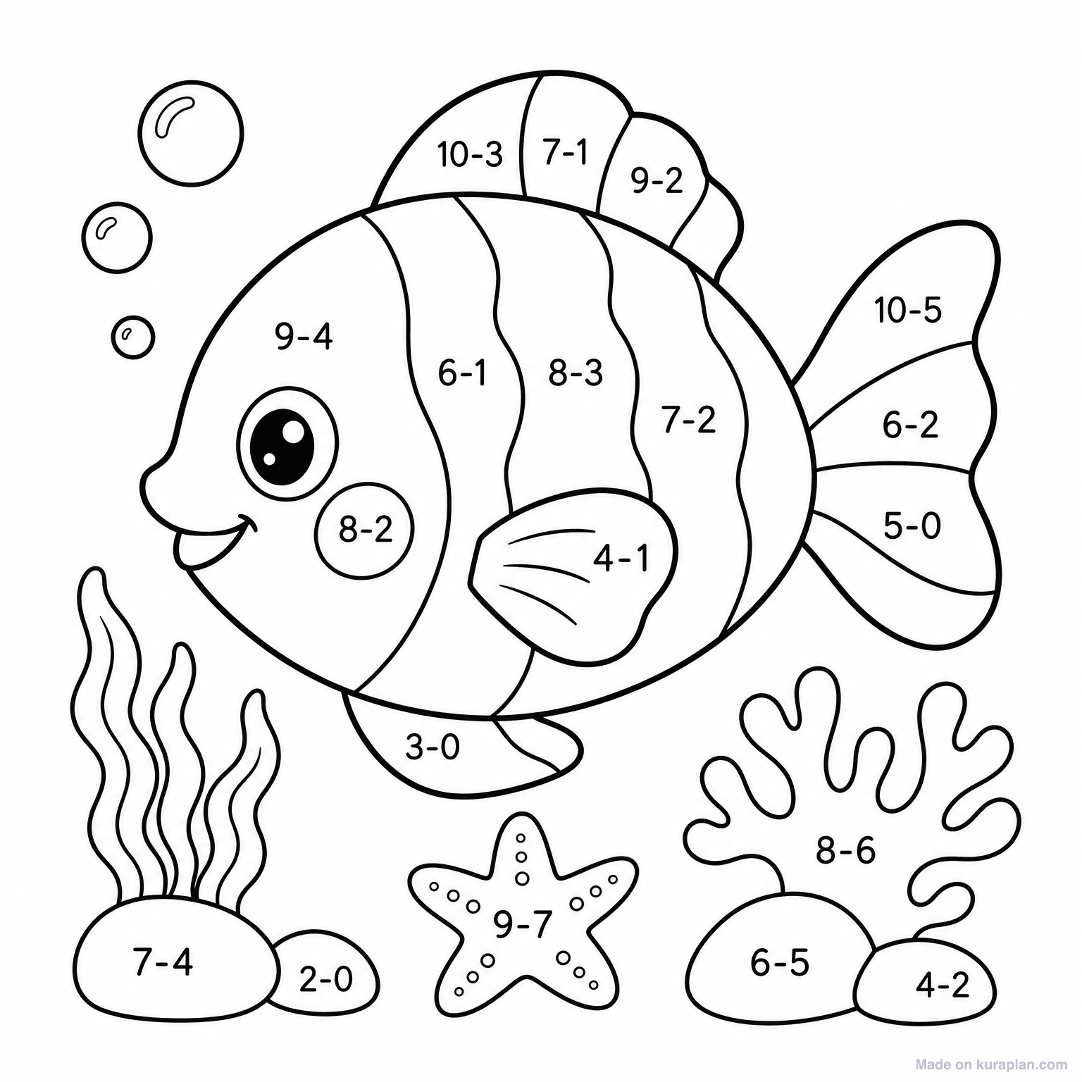 Color by Subtraction - Fish — Coloring Page