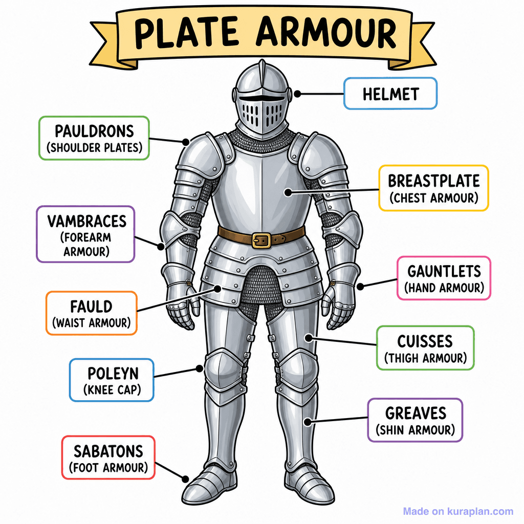 Medieval Knight Armour Labelled