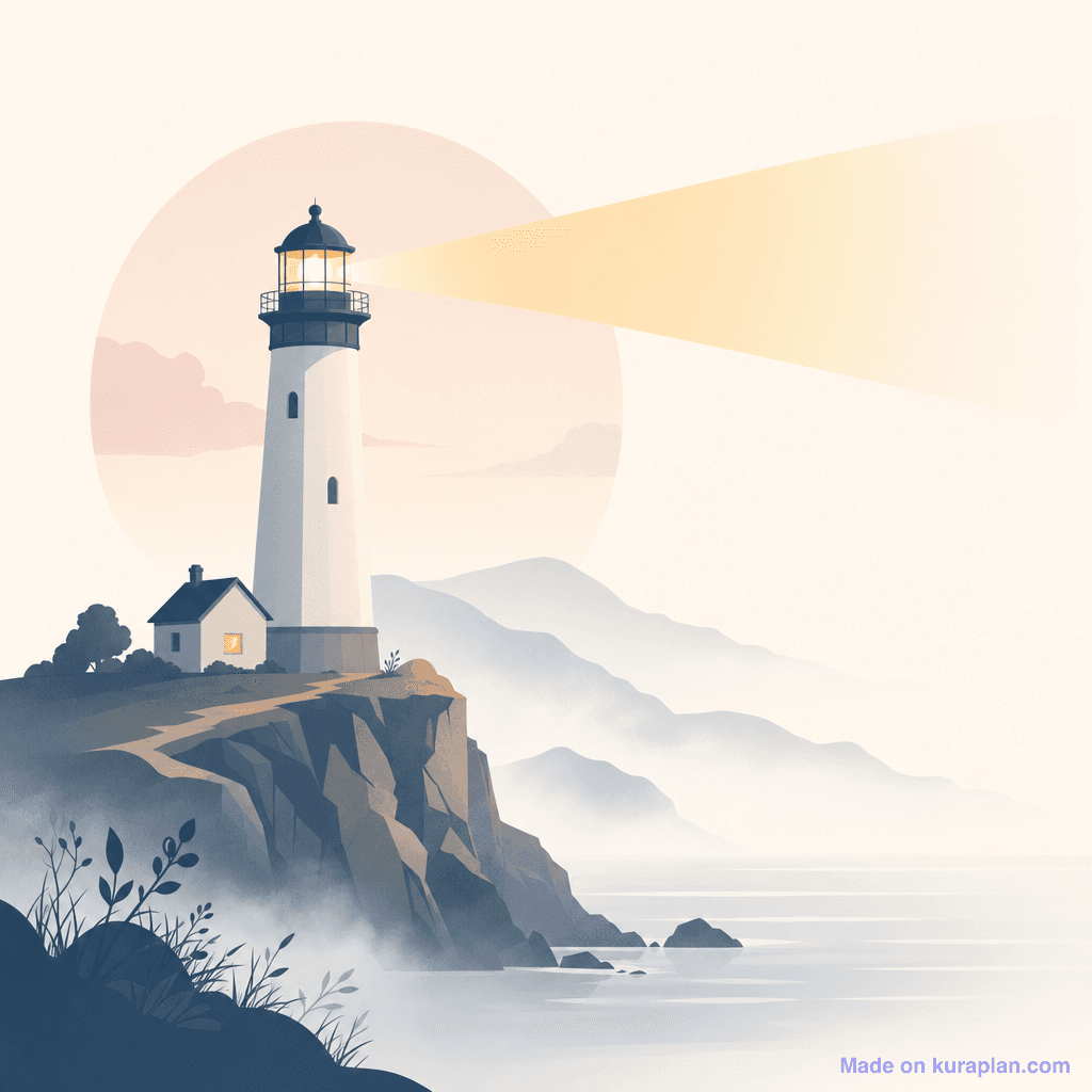 Lighthouse beam through mist