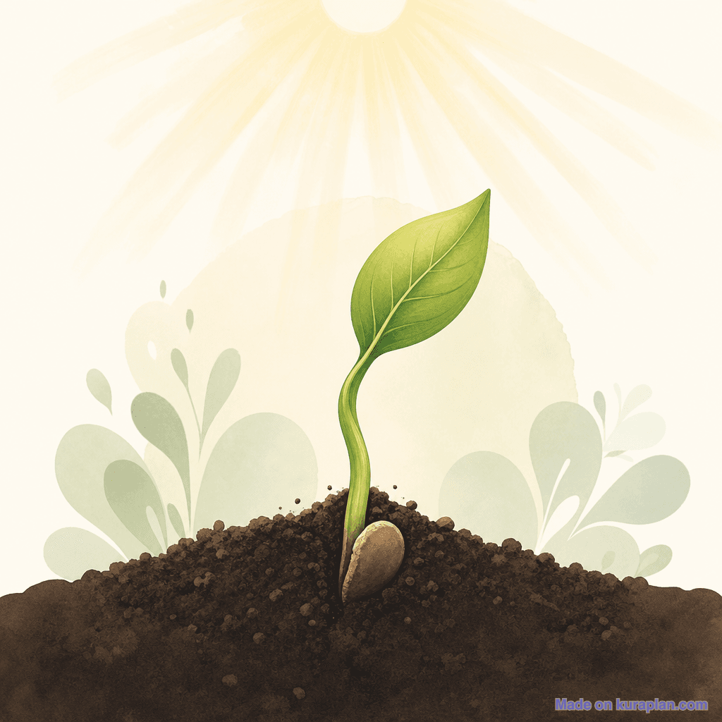 Seedling pushing through soil