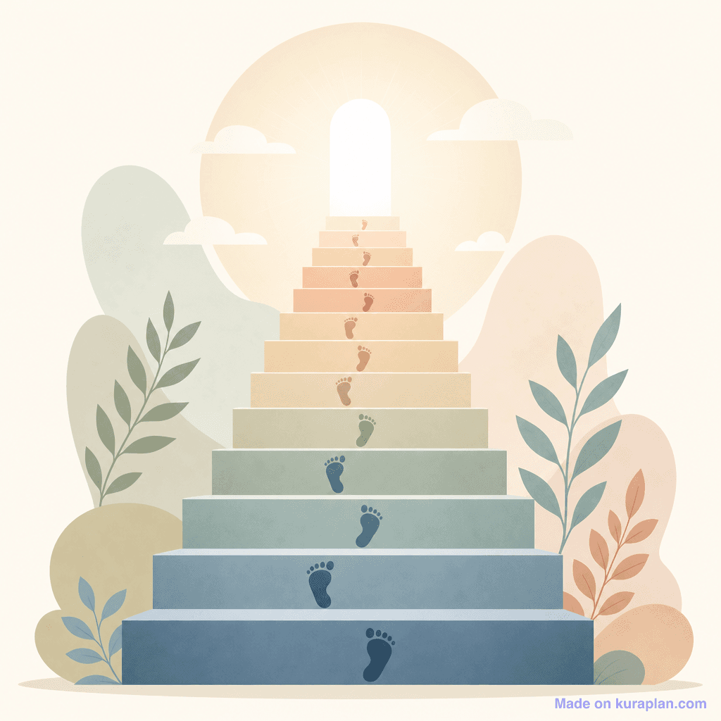 Staircase rising toward light