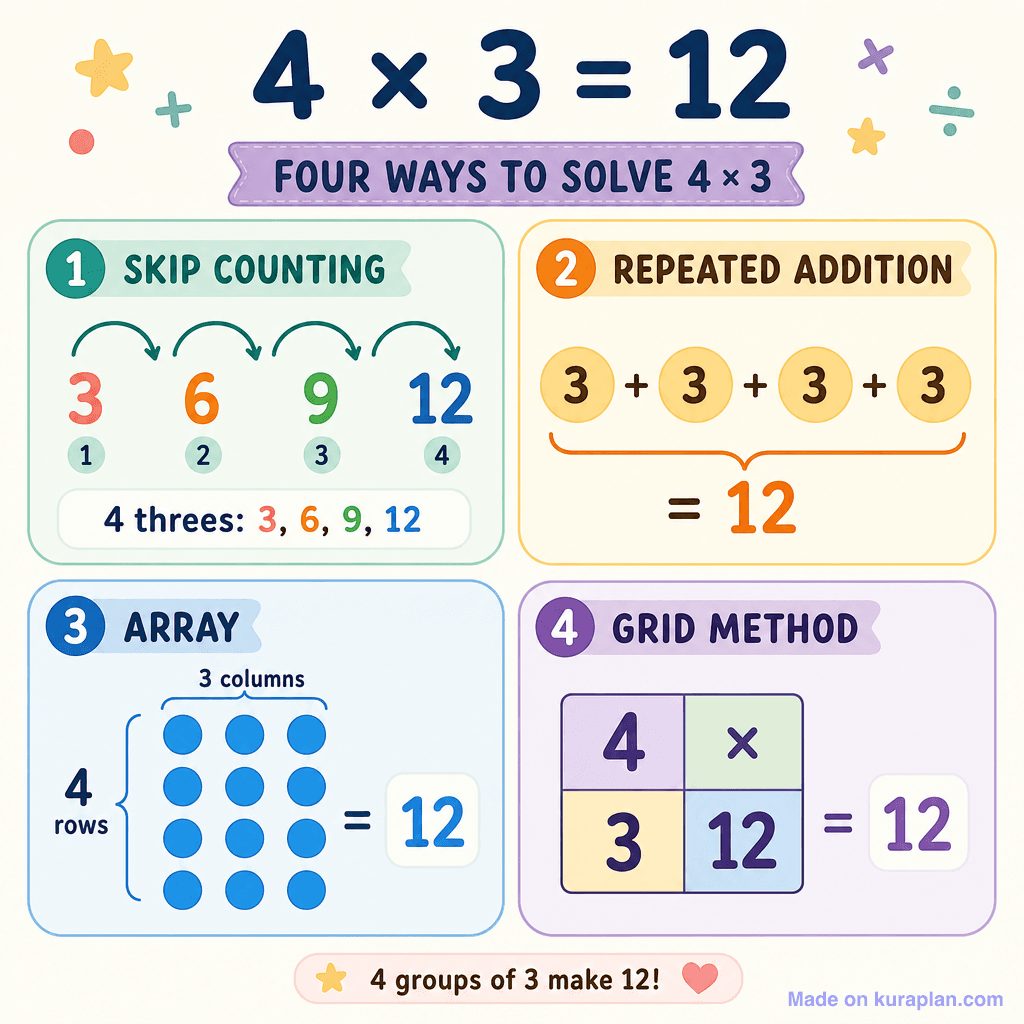 Multiplication strategies — four ways