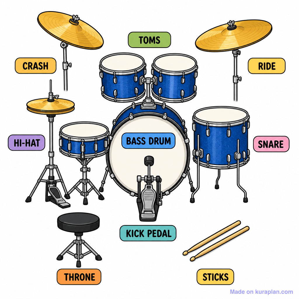 Music Drum Kit Labelled