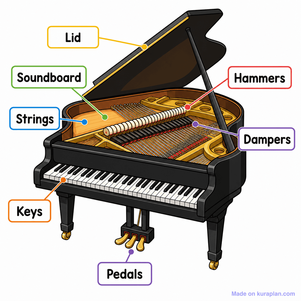 Music Grand Piano Labelled