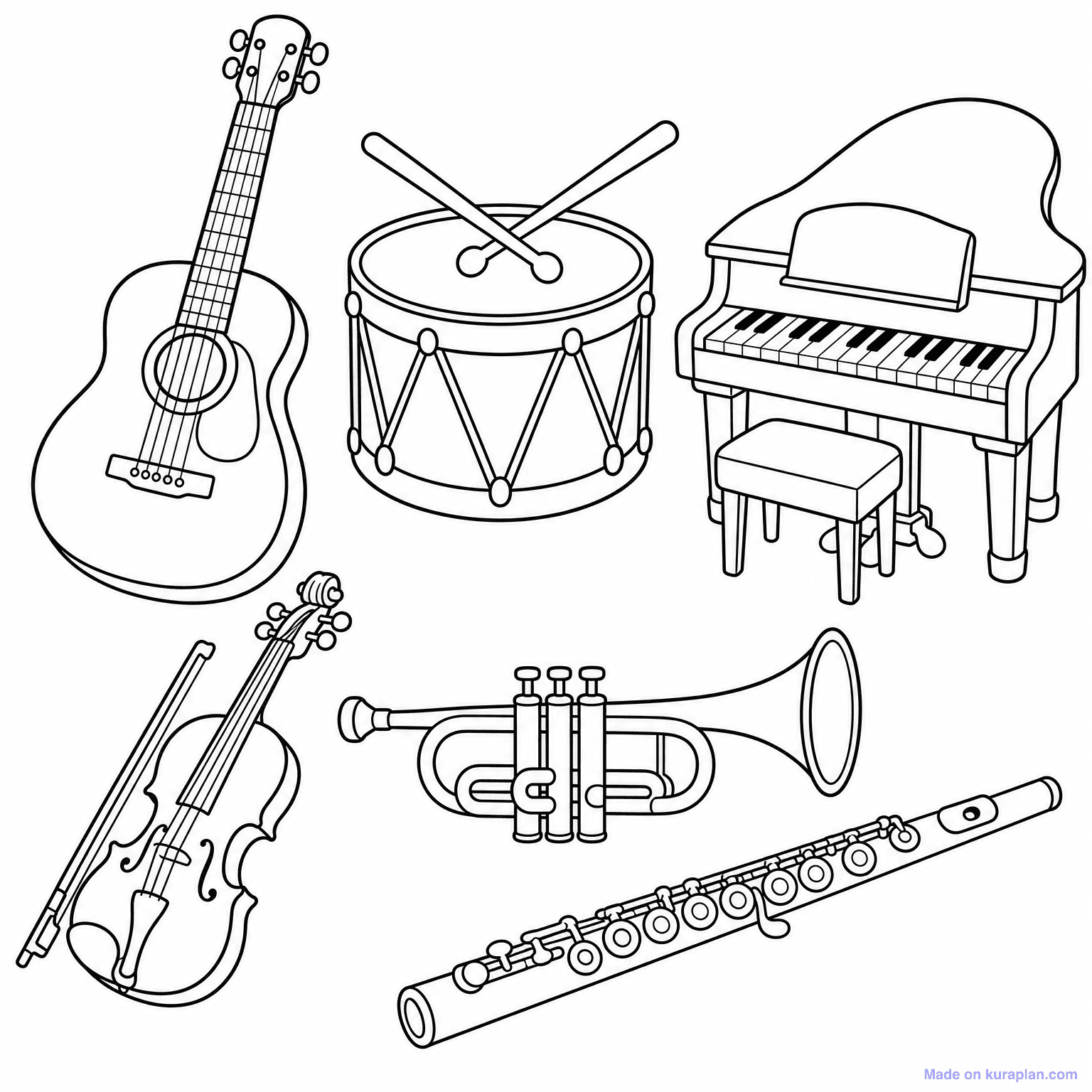 Music Instruments — Coloring Page