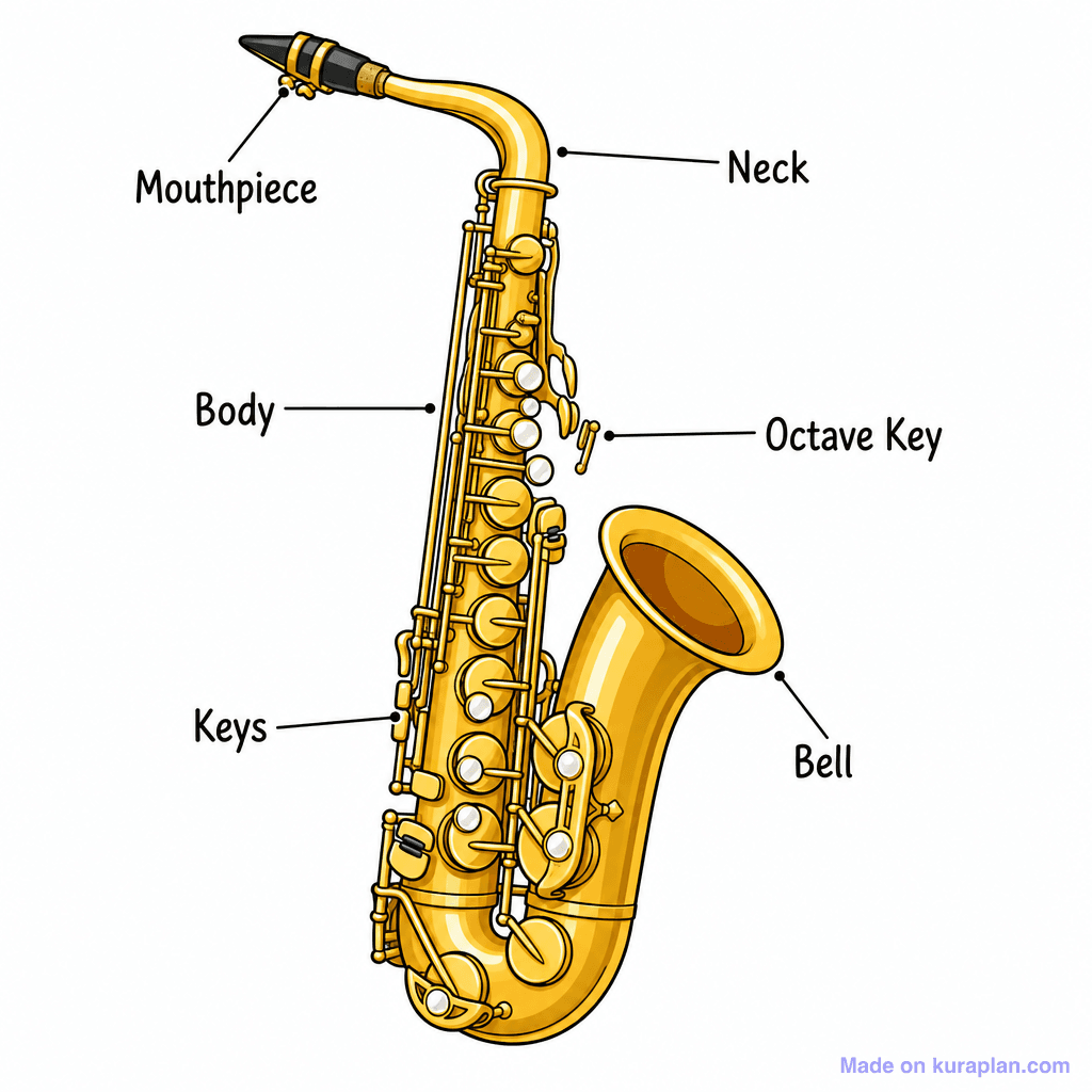 Music Saxophone Labelled