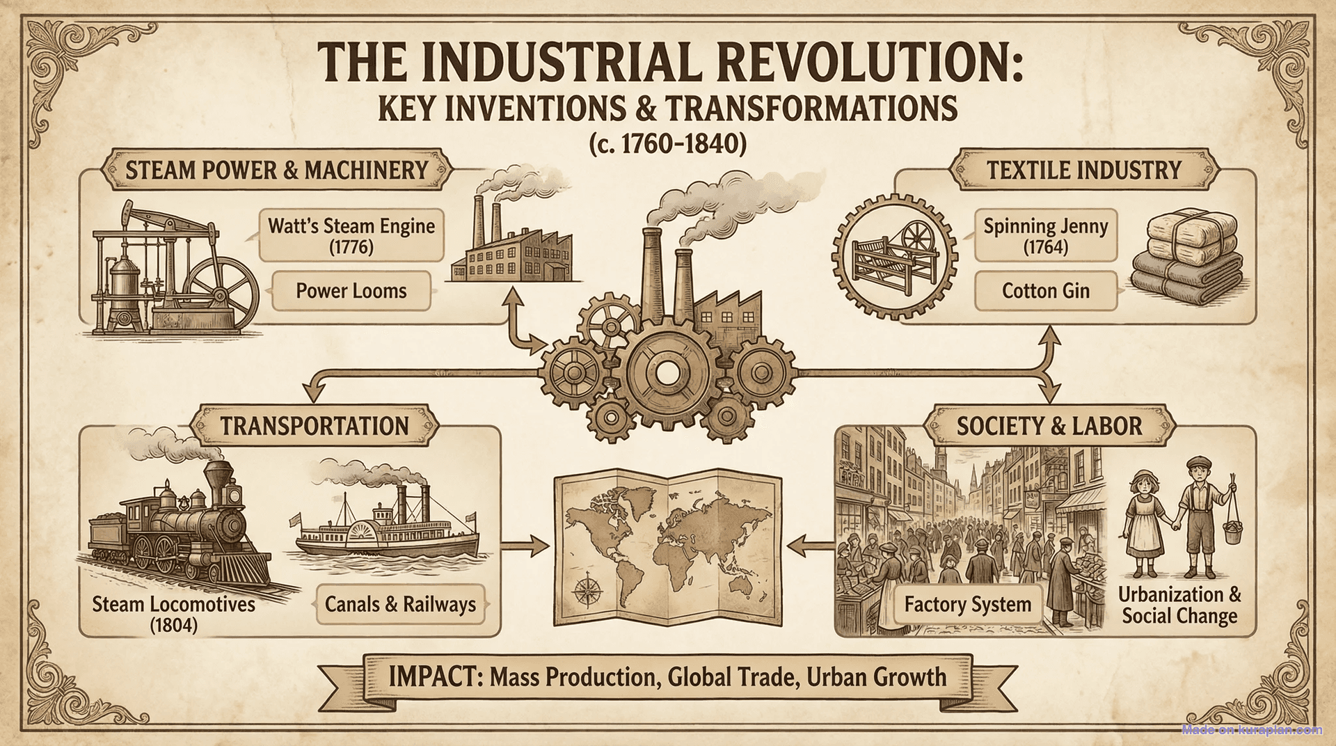 Industrial Revolution infographic for history education