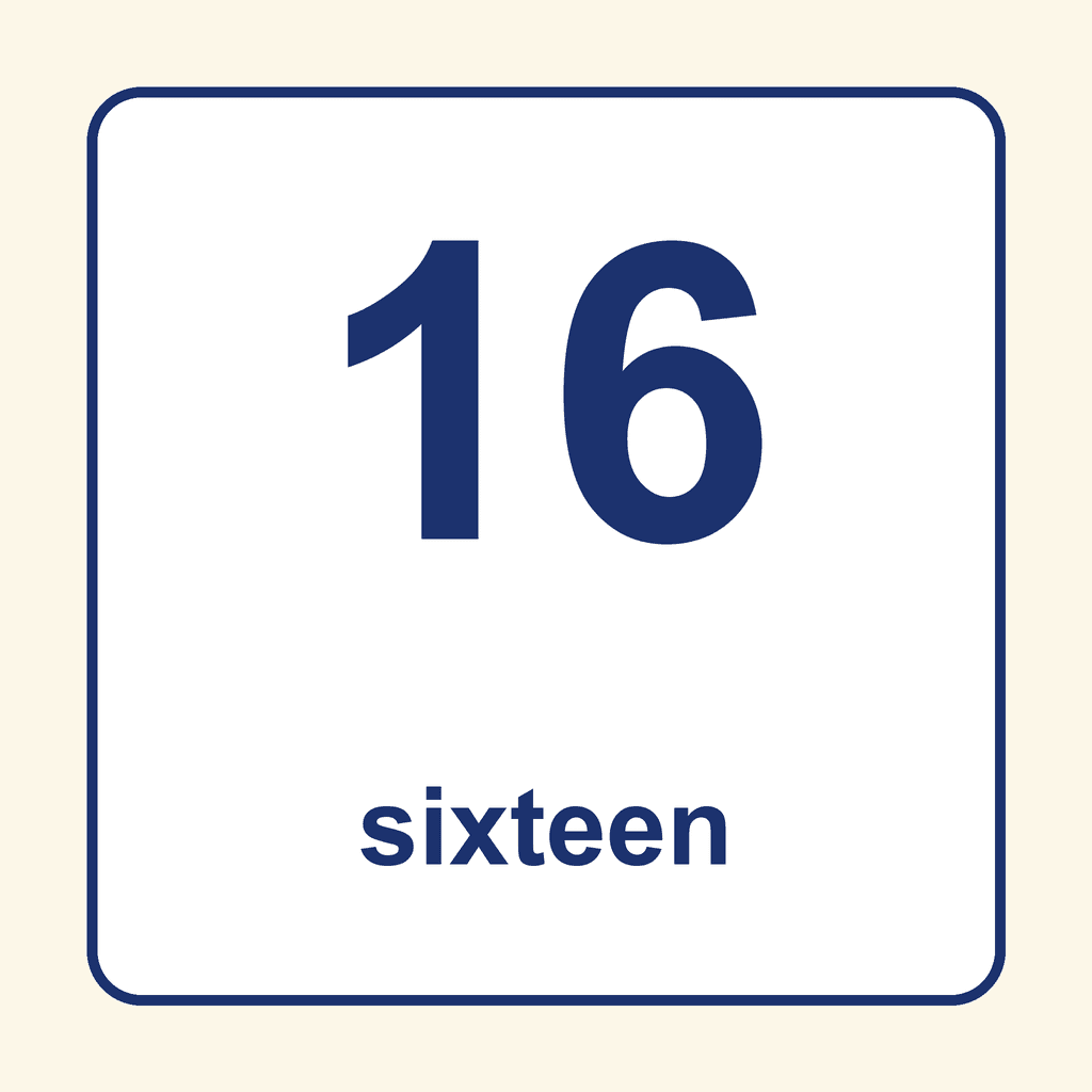 Number Word — 16 (Sixteen)