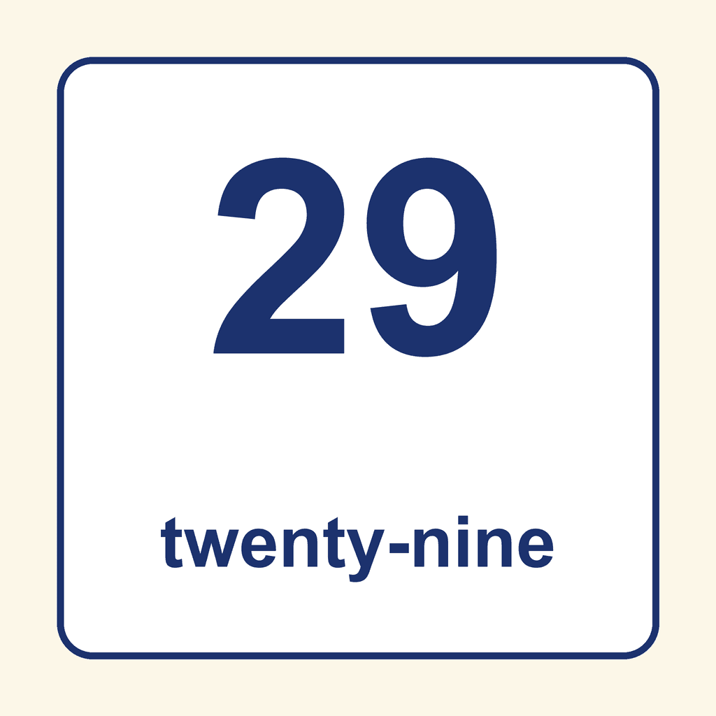 Number Word — 29 (Twenty-Nine)