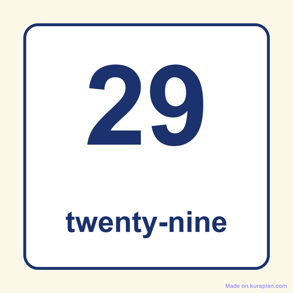 Number Word — 29 (Twenty-Nine)