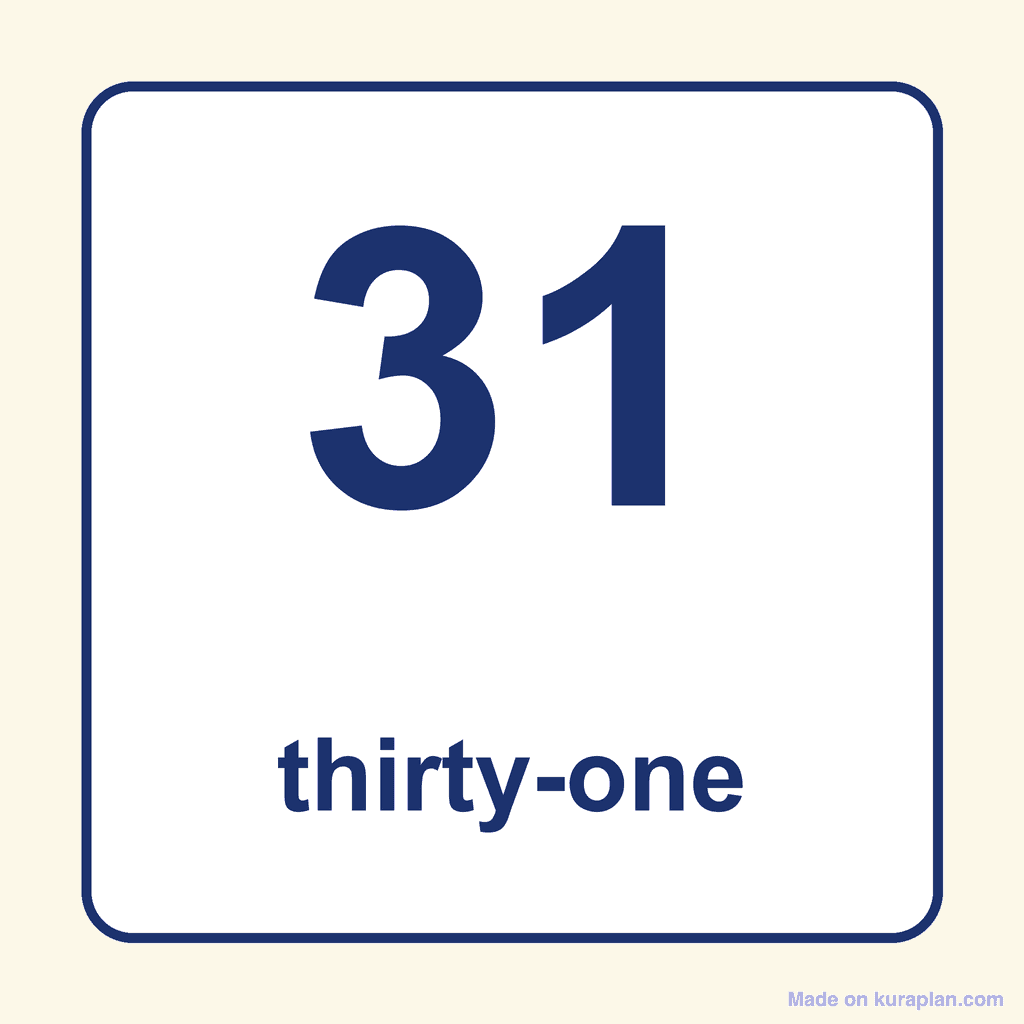 Number Word — 31 (Thirty-One)