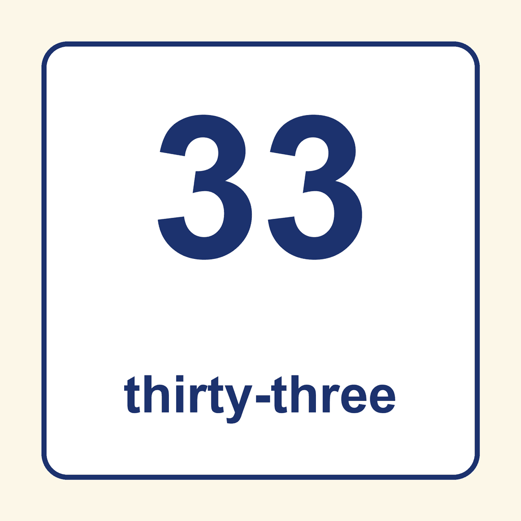 Number Word — 33 (Thirty-Three)