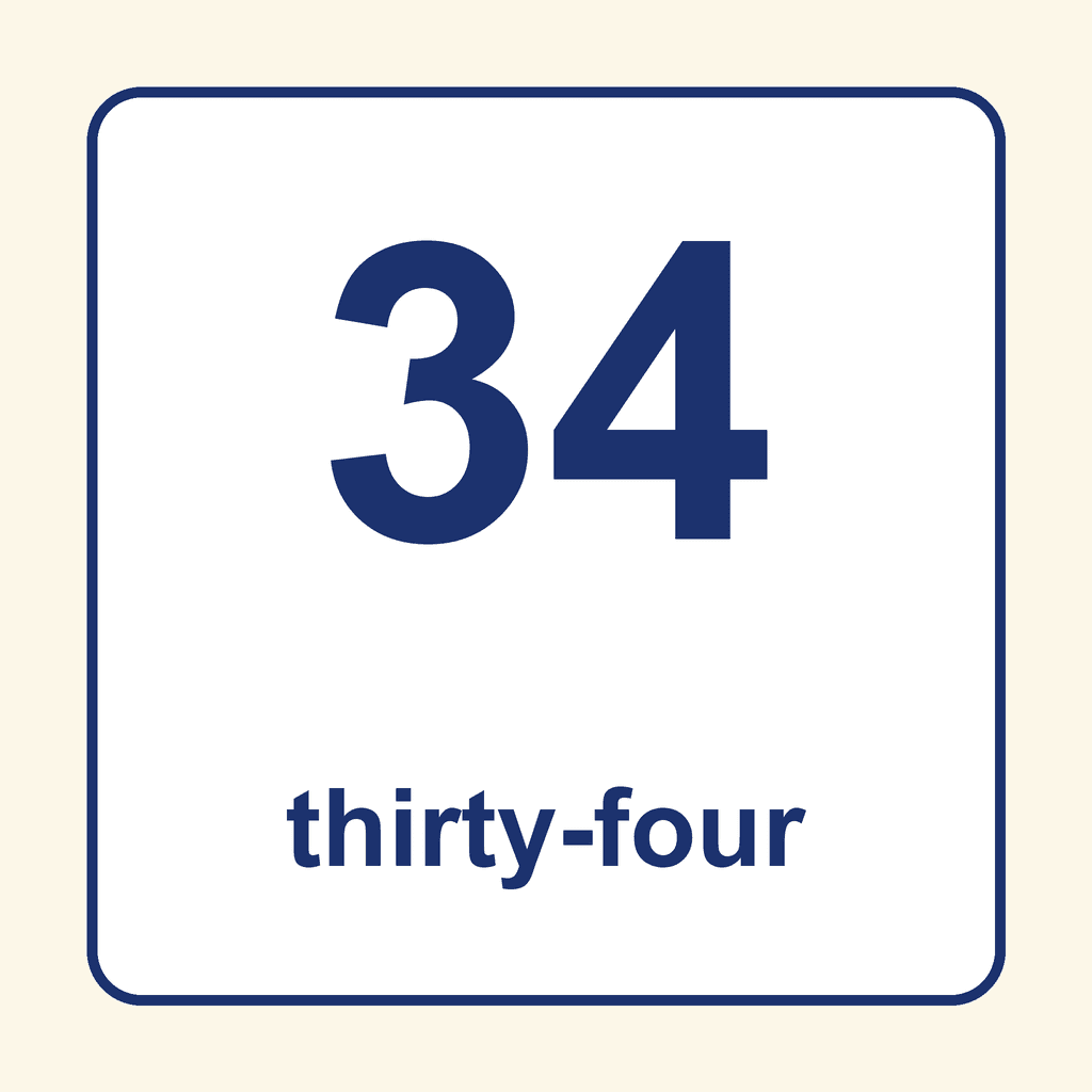 Number Word — 34 (Thirty-Four)