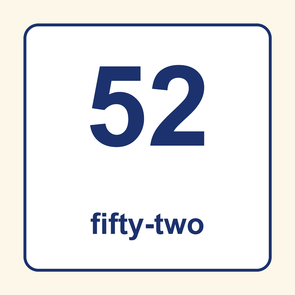 Number Word — 52 (Fifty-Two)