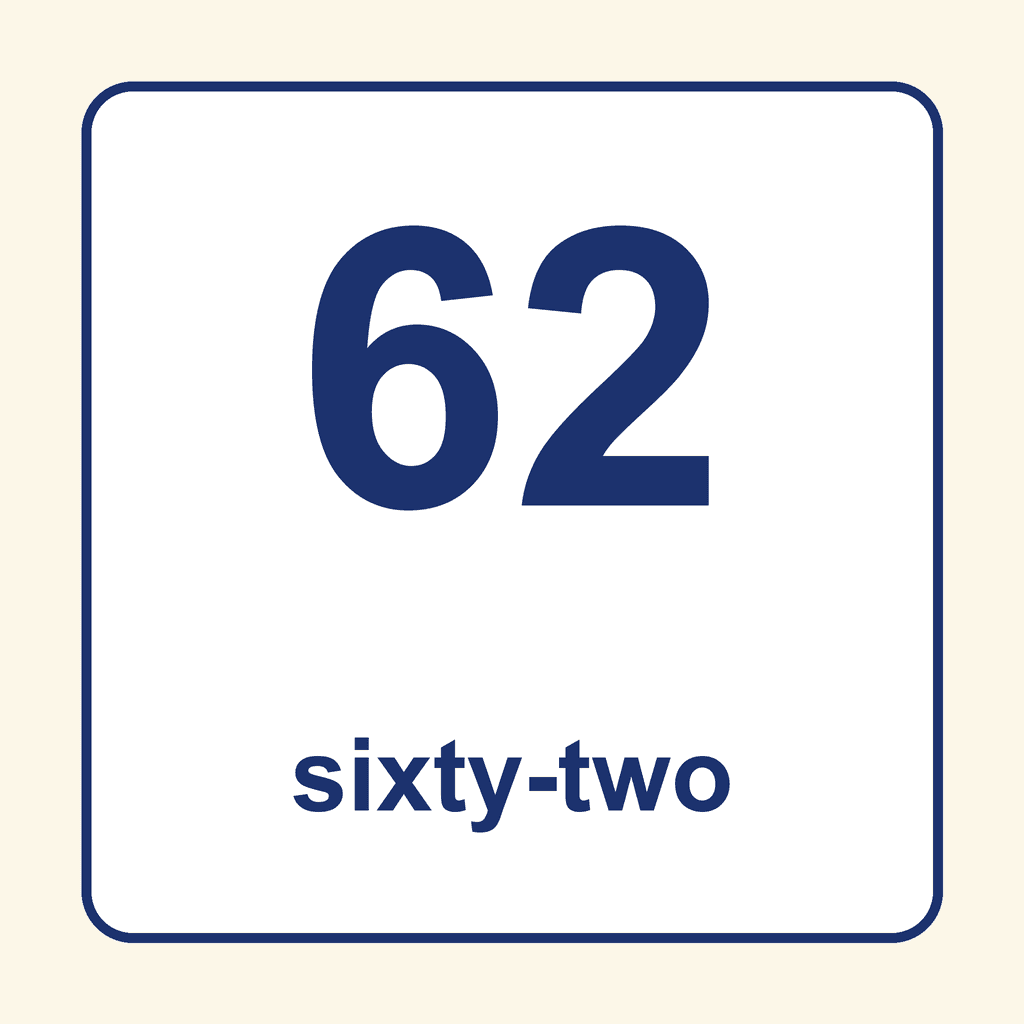 Number Word — 62 (Sixty-Two)