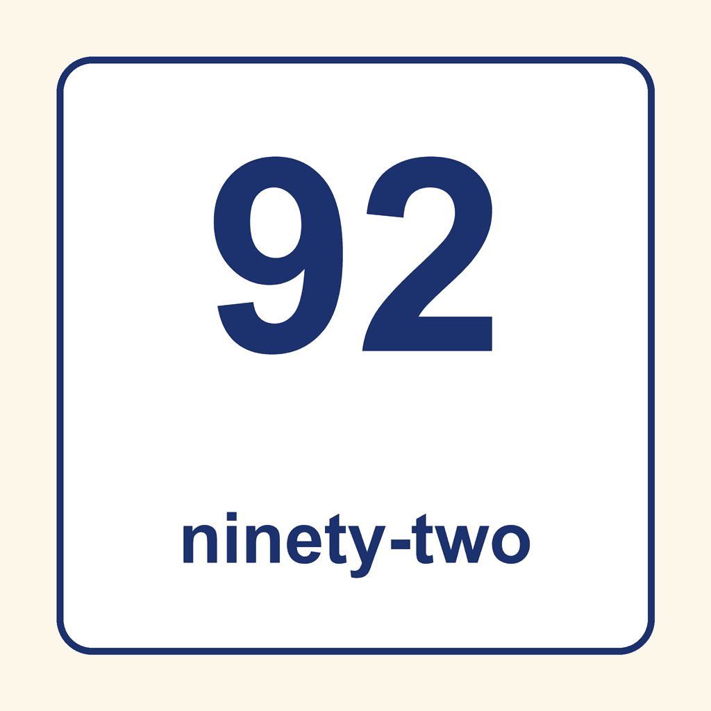 Number Word — 92 (Ninety-Two)