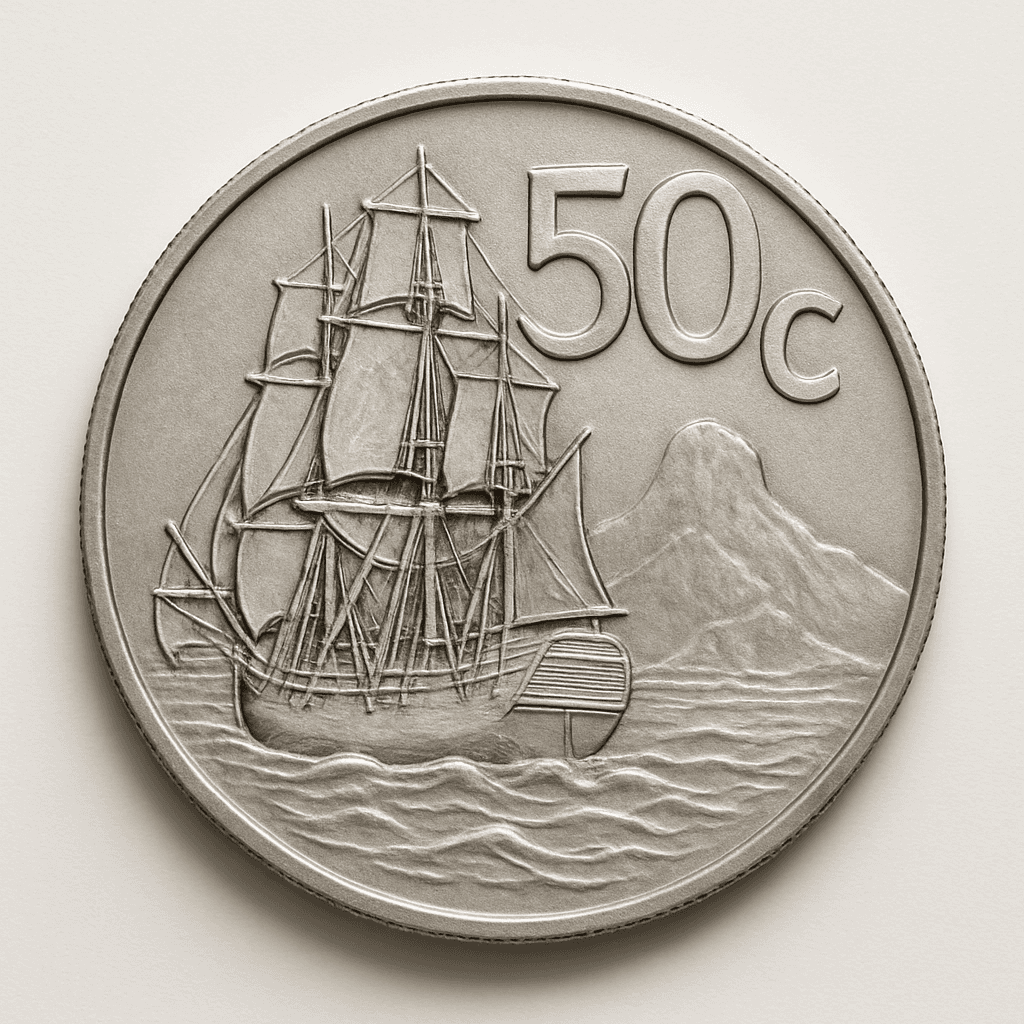 NZ 50c coin (realistic)
