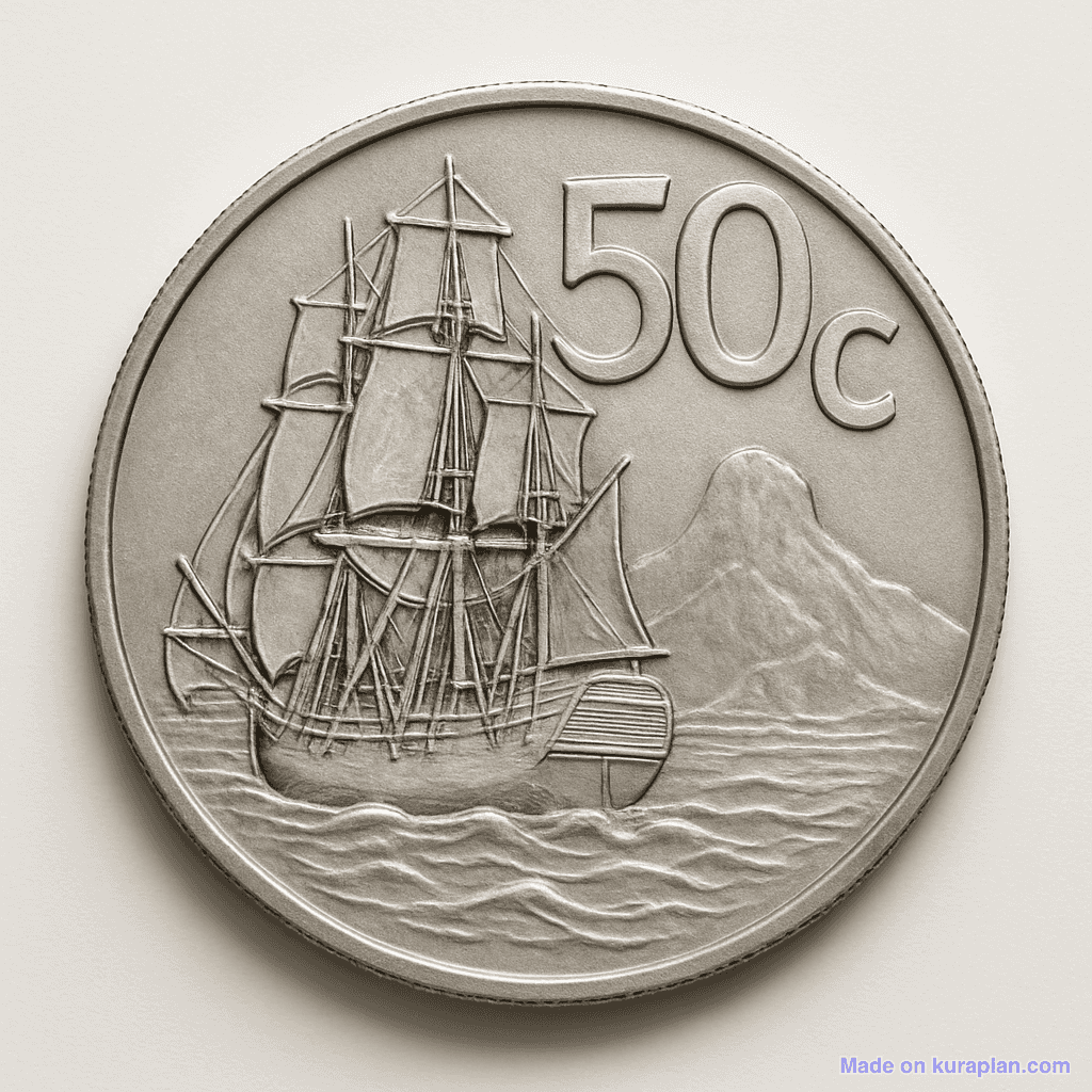 NZ 50c coin (realistic)