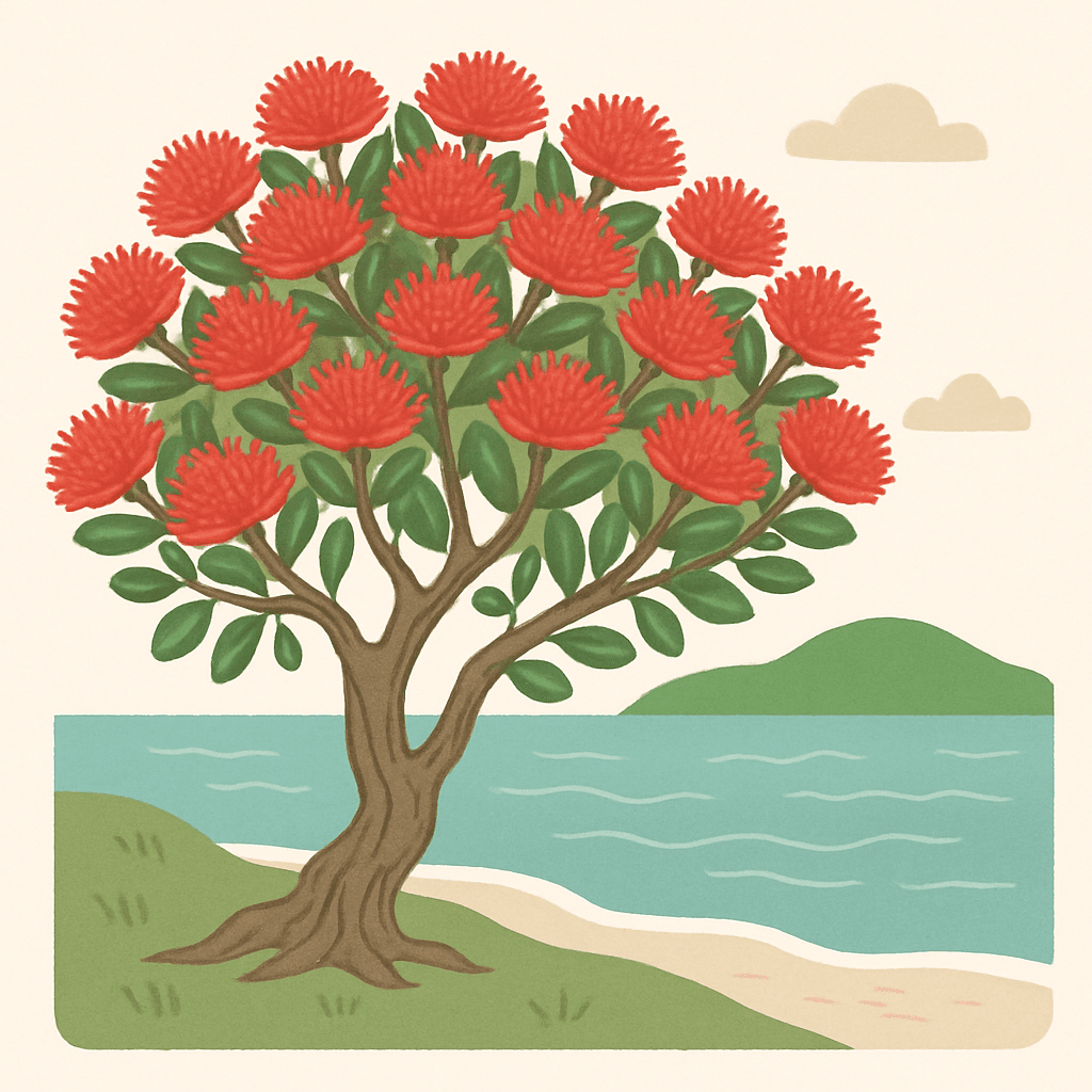 Pōhutukawa tree in bloom