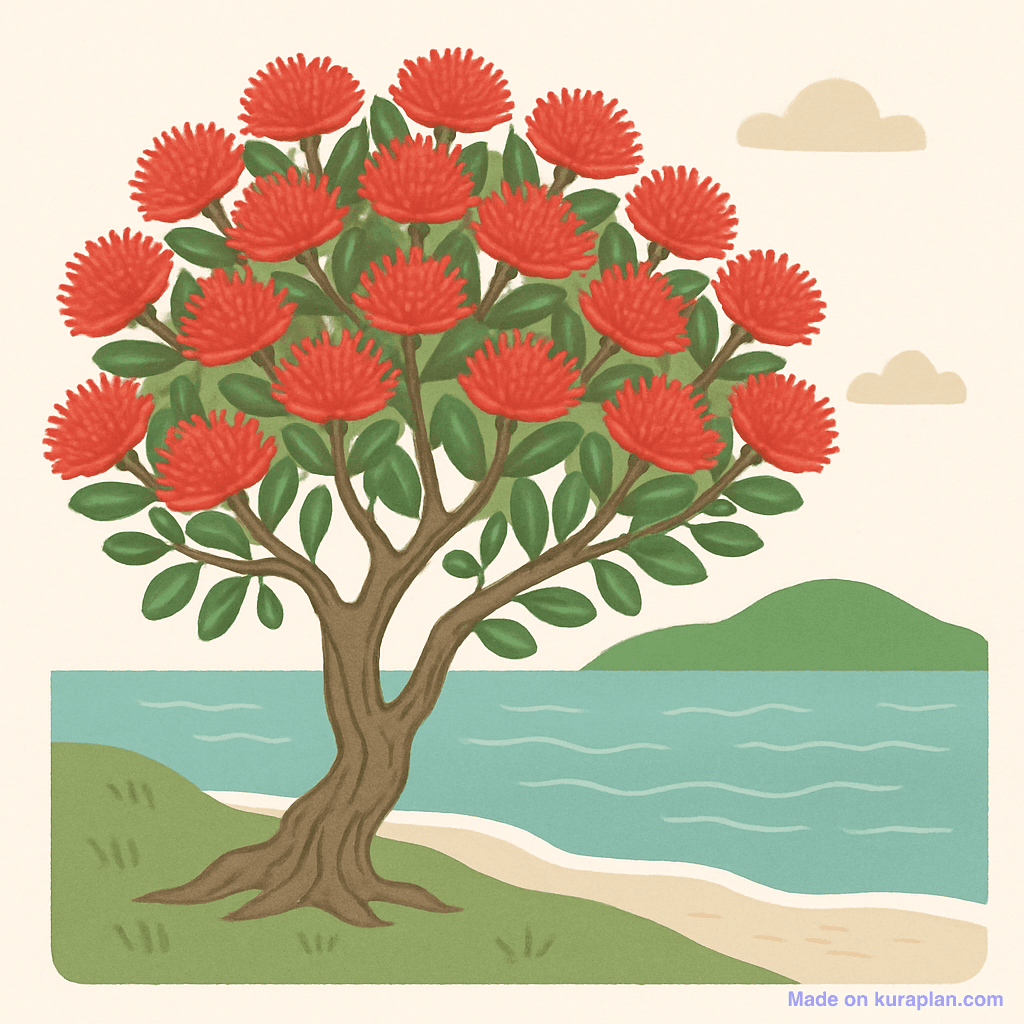 Pōhutukawa tree in bloom
