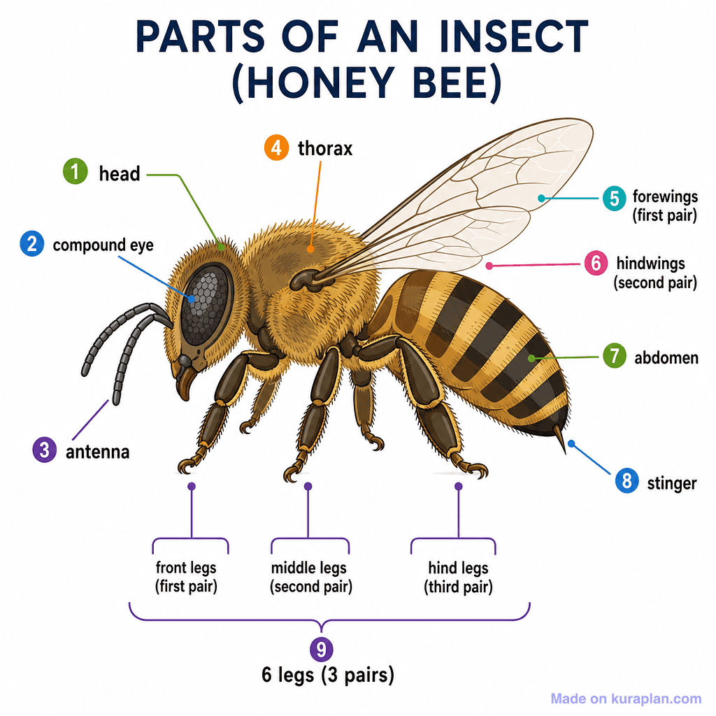 Parts of an Insect (Honey Bee) (detailed)
