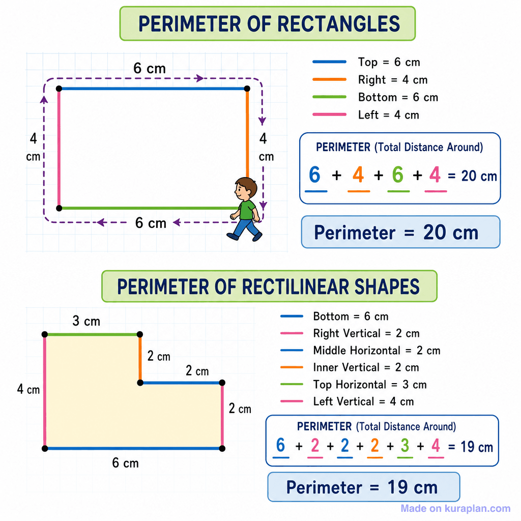 Perimeter of Rectangles and Rectilinear Shapes (simple)