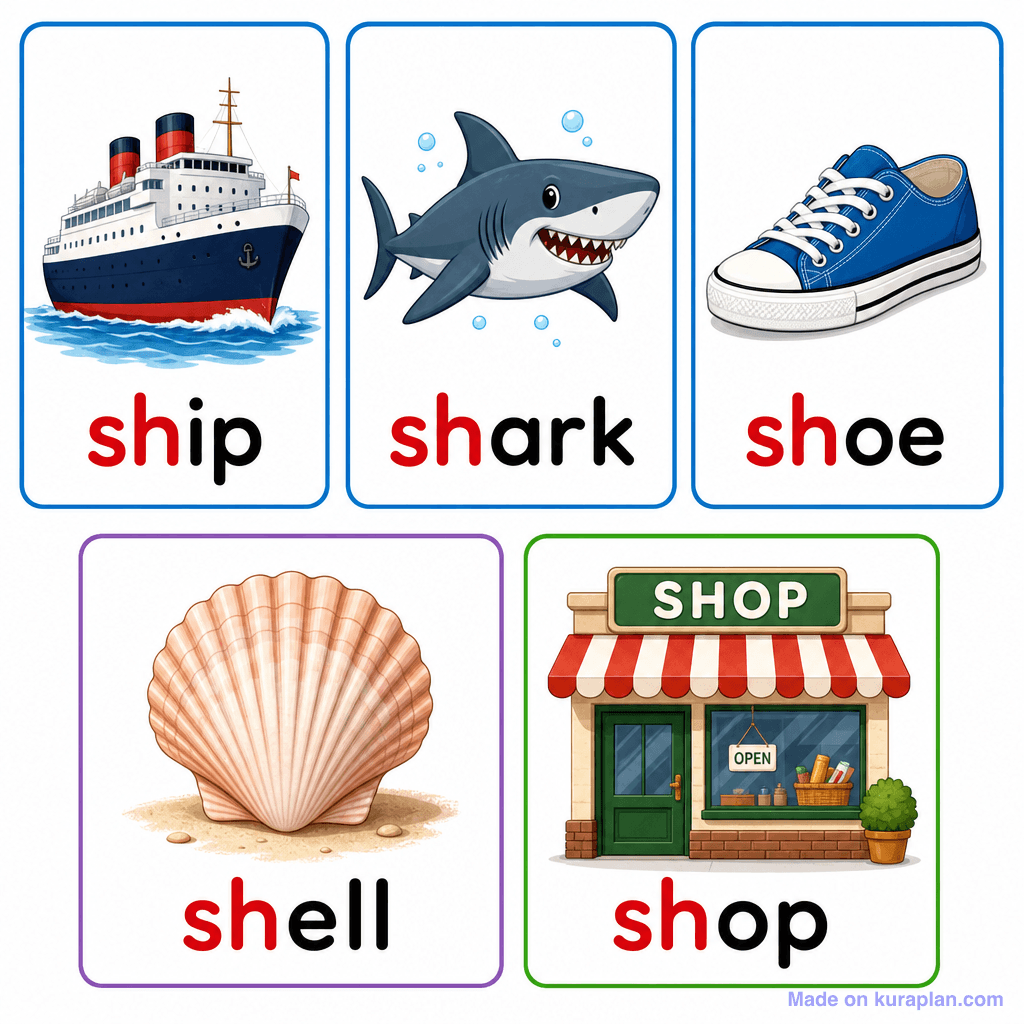 Phonics Digraph Sh Picture Chart