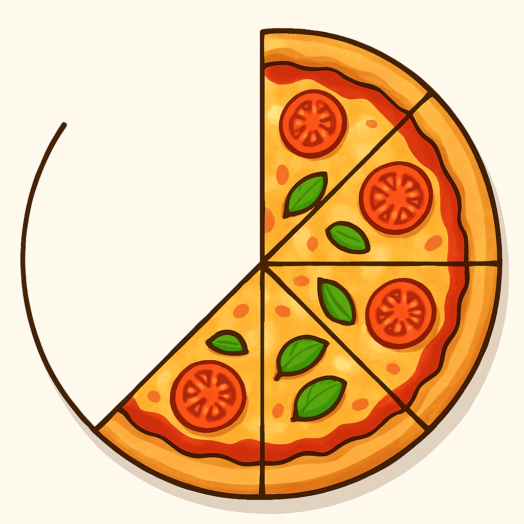 Pizza — 4/8 = 1/2