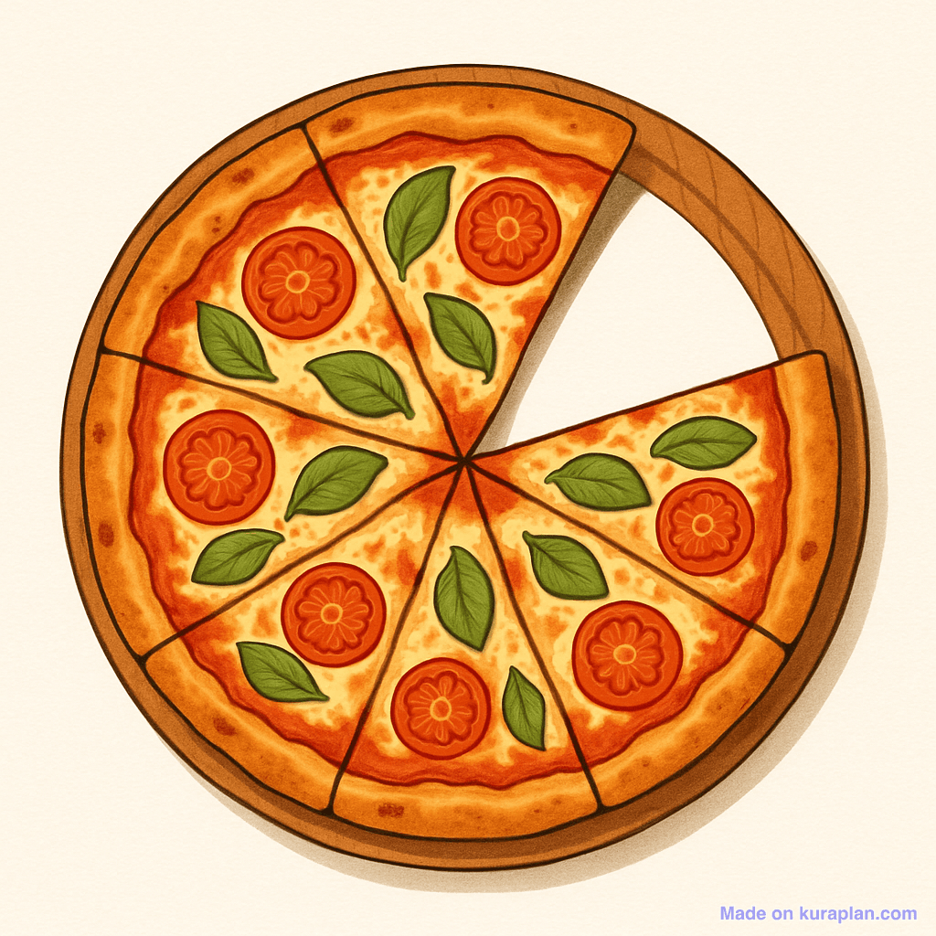 Pizza — 7/8 (one slice taken)