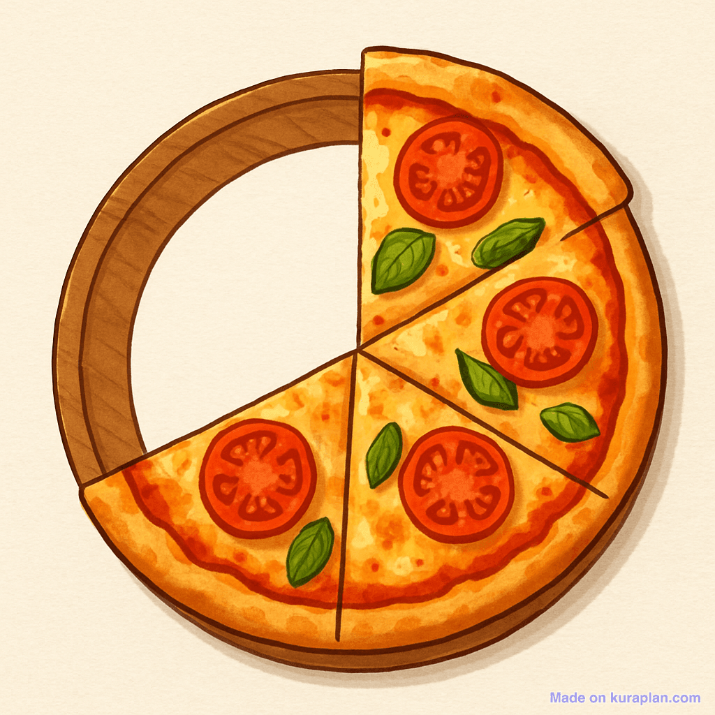 Pizza — 3/4 (one quarter missing)