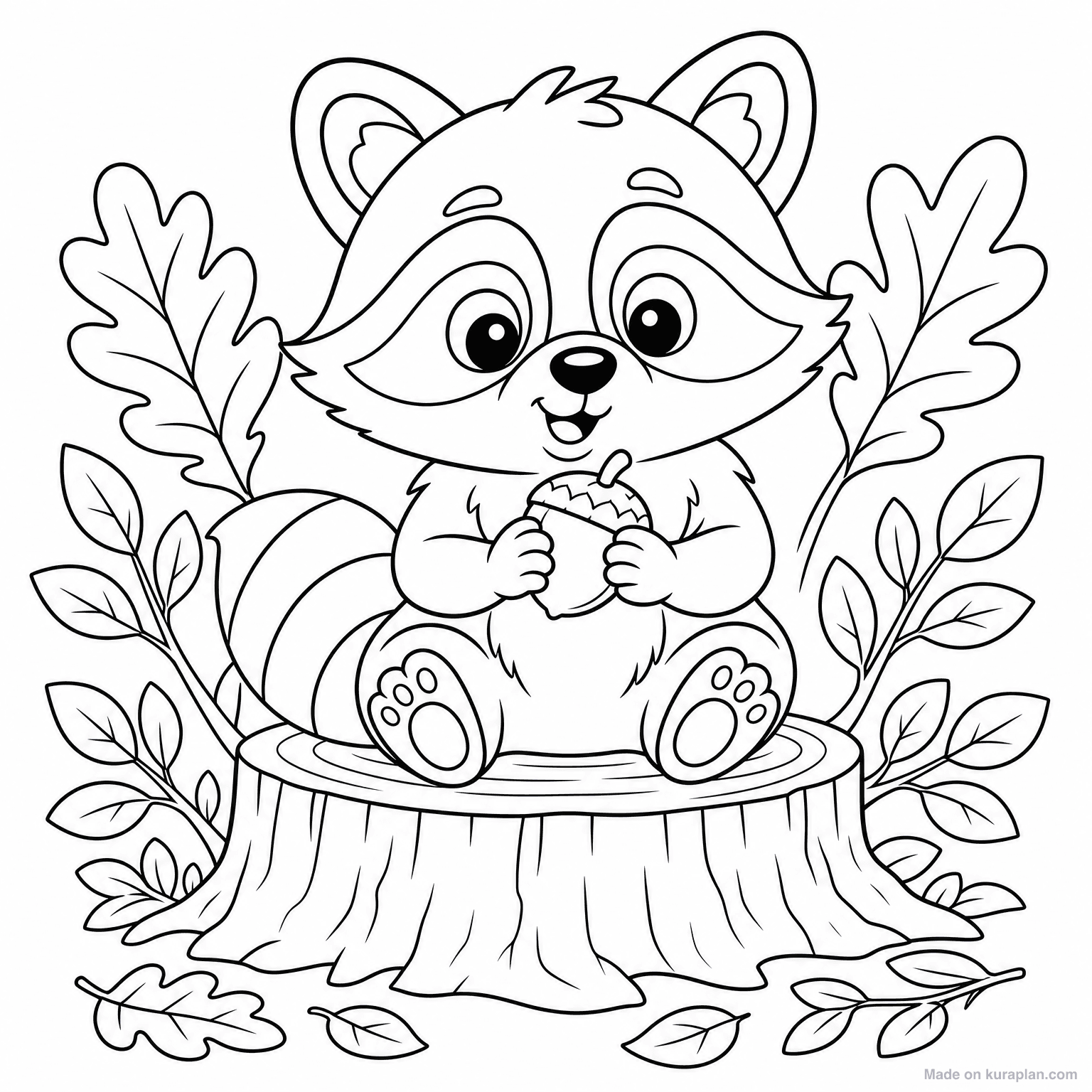 Curious Raccoon — Coloring Page