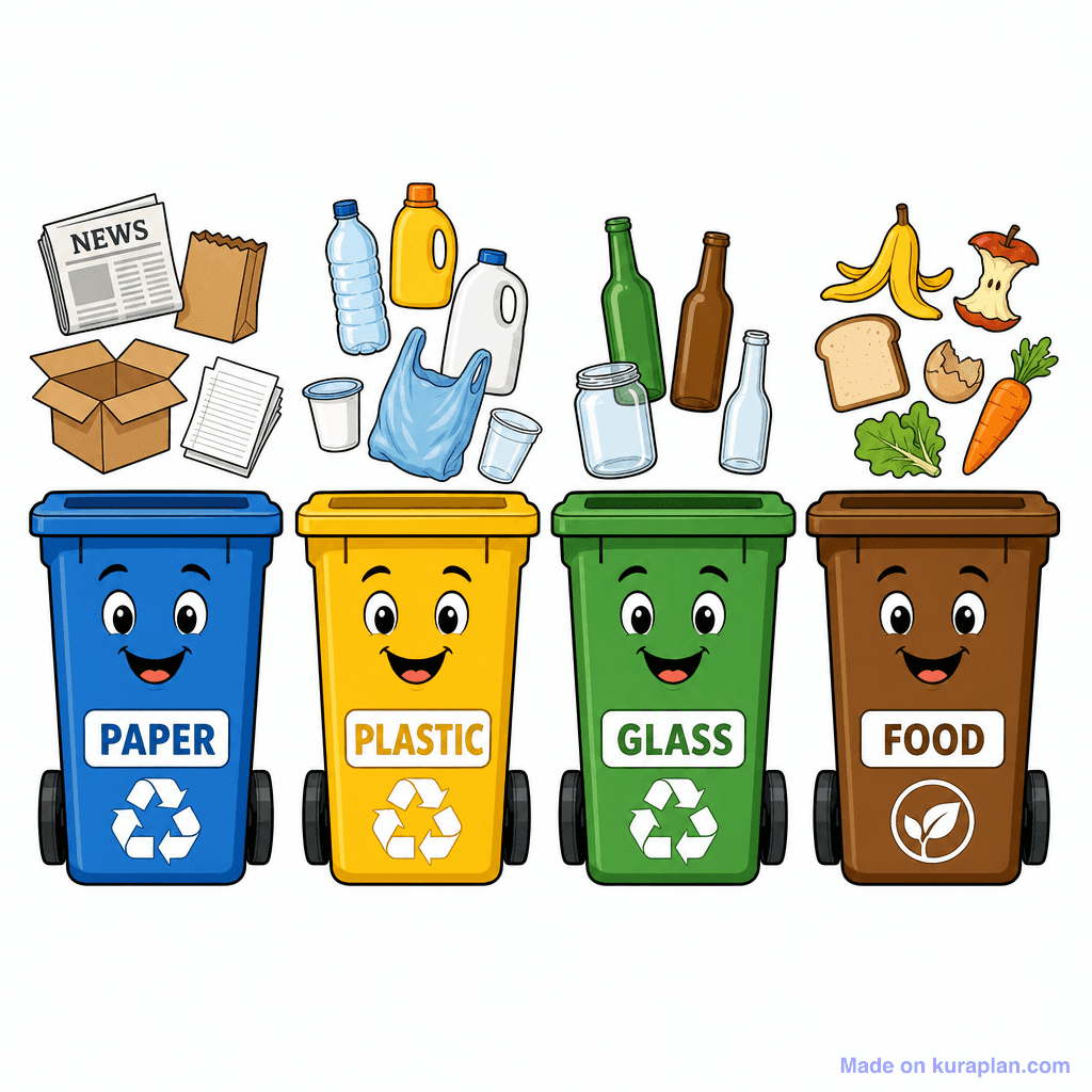 Recycling Bins Colour Coded