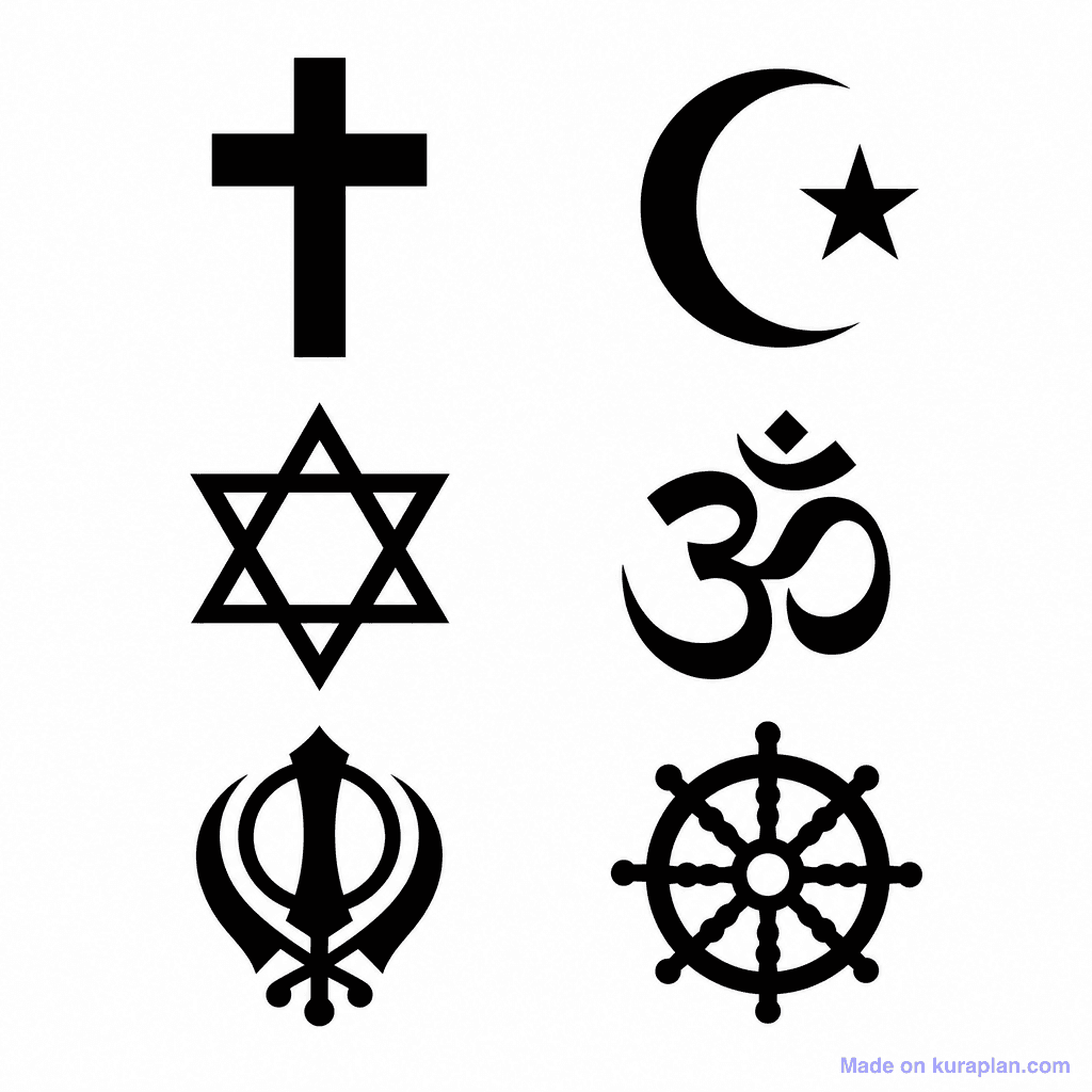 Religion Symbols Six Grid