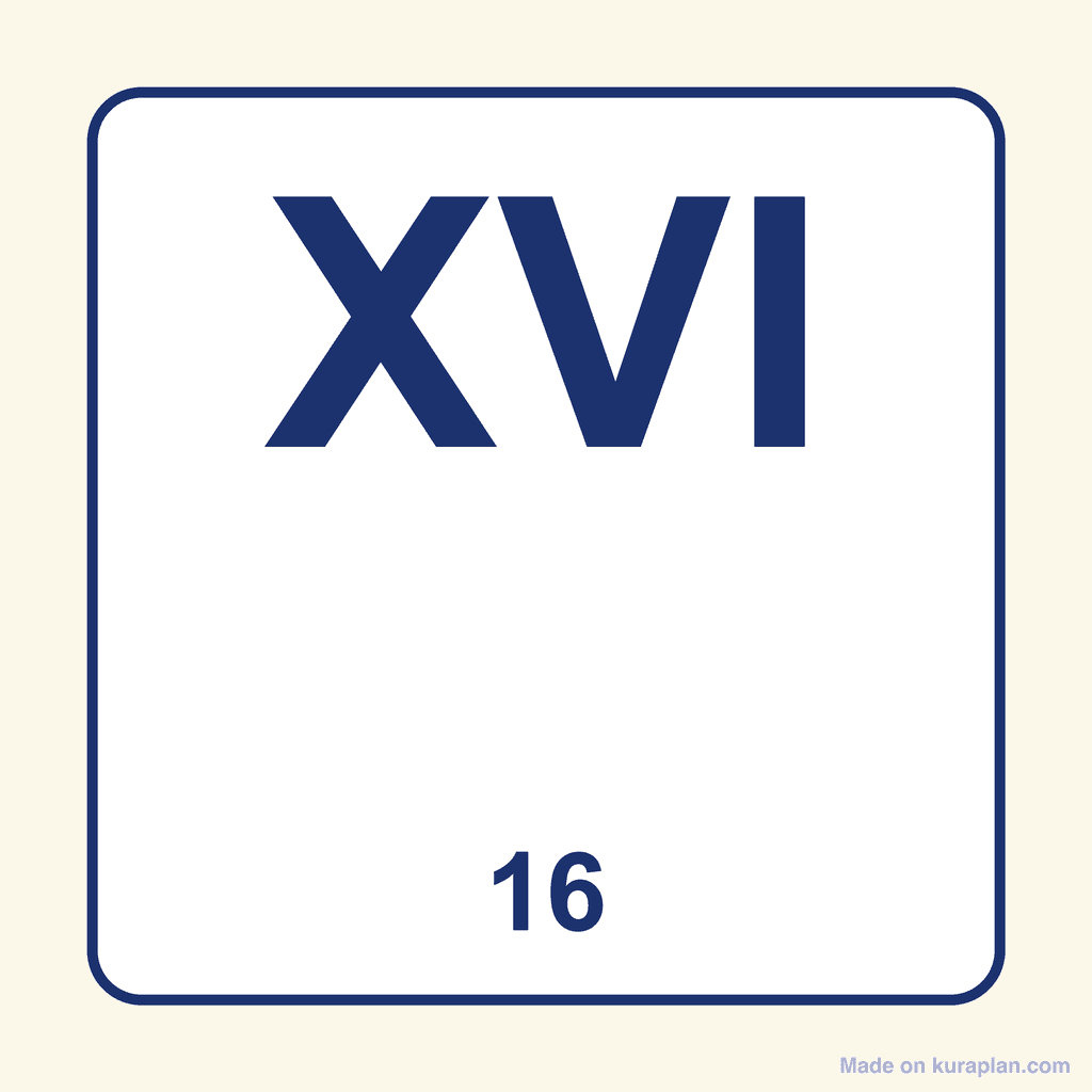 Roman Numeral — XVI (16)