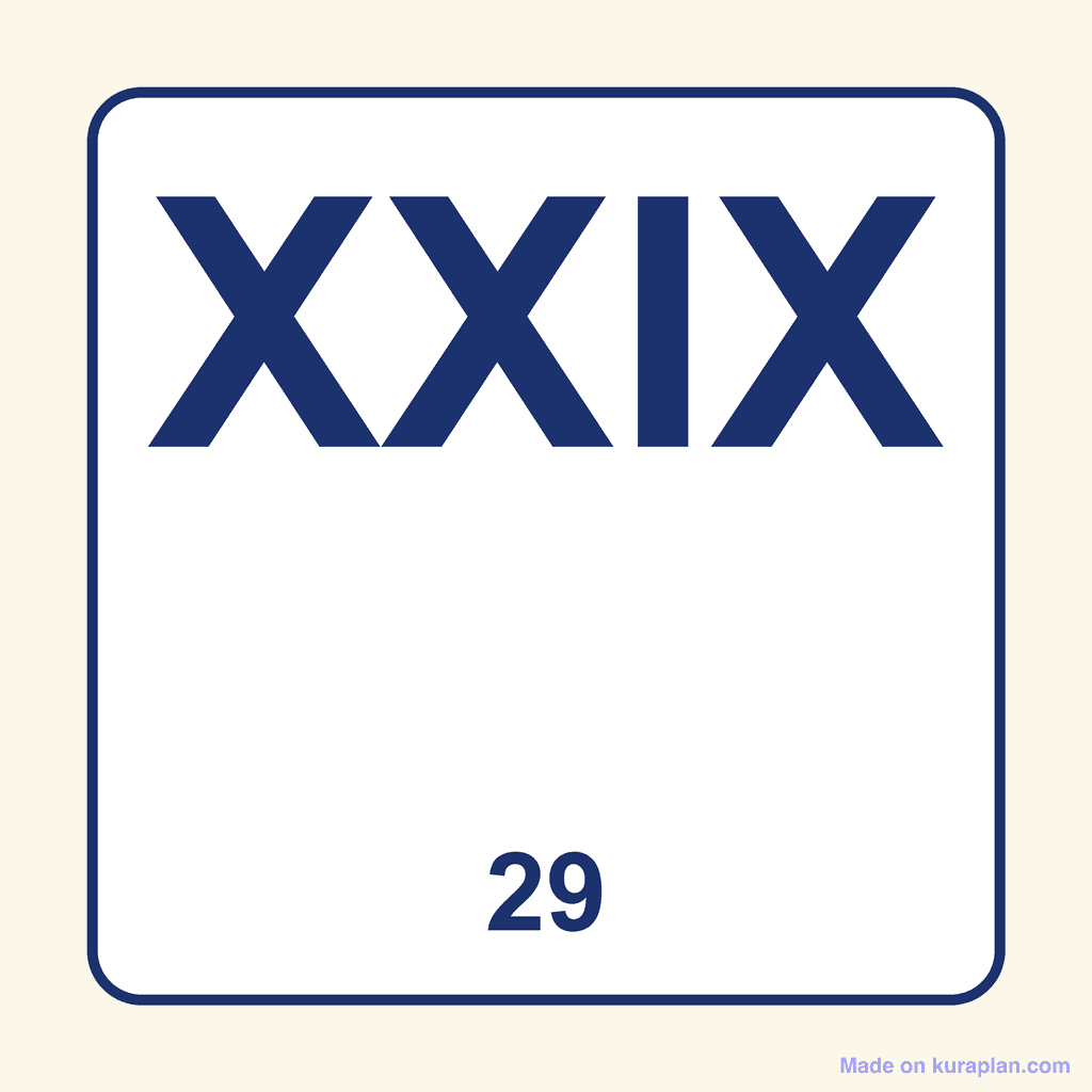 Roman Numeral — XXIX (29)