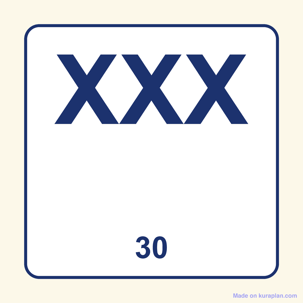 Roman Numeral — XXX (30)