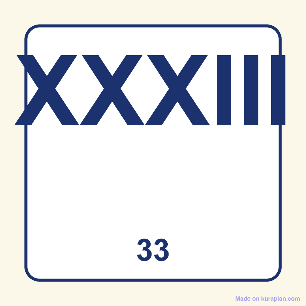Roman Numeral — XXXIII (33)
