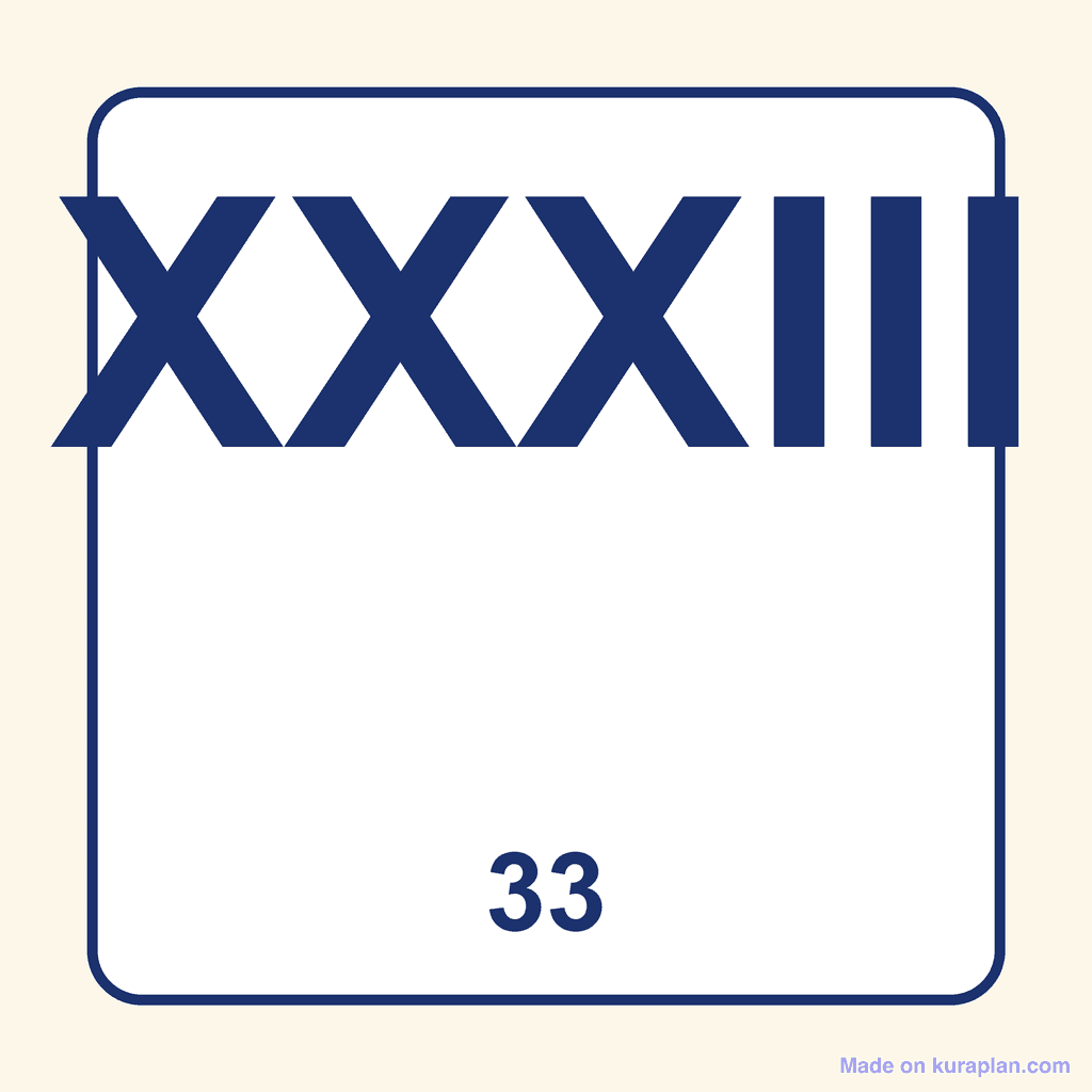 Roman Numeral — XXXIII (33)
