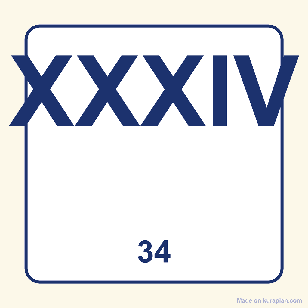Roman Numeral — XXXIV (34)