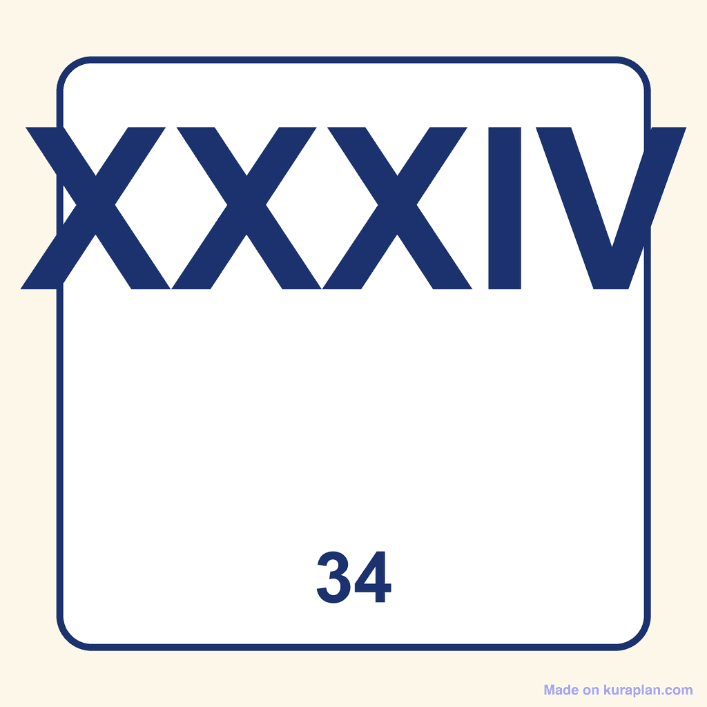 Roman Numeral — XXXIV (34)