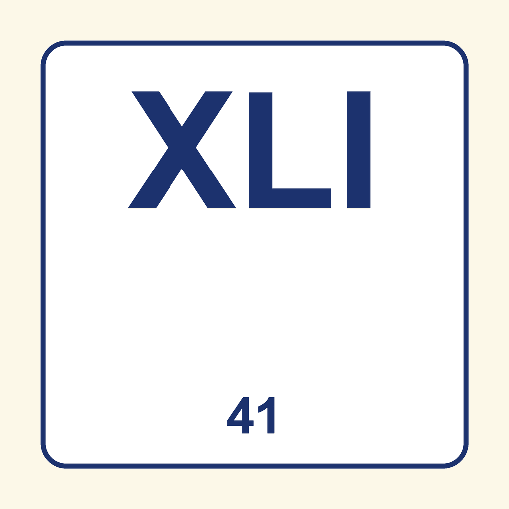 Roman Numeral — XLI (41)