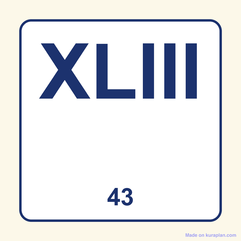 Roman Numeral — XLIII (43)