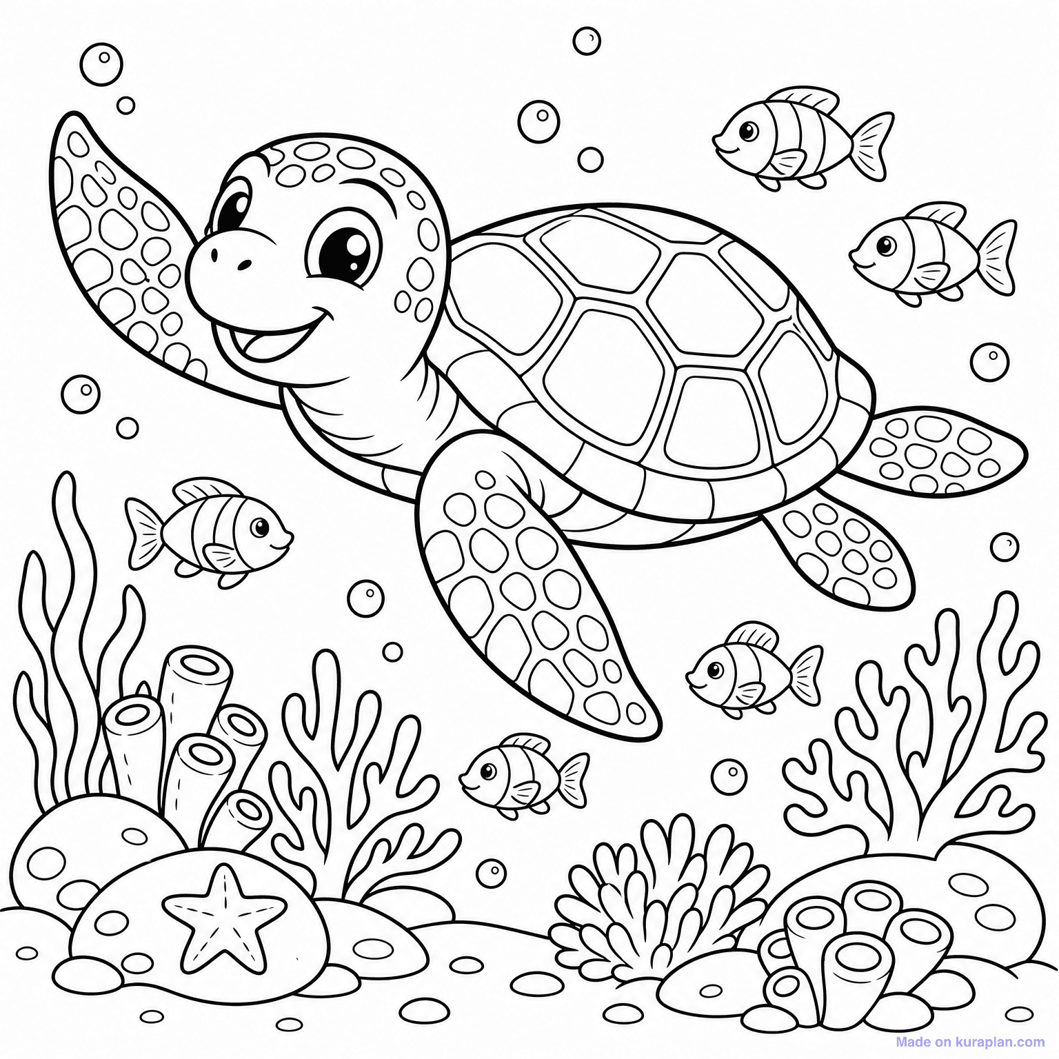 Sea Turtle Swimming — Coloring Page
