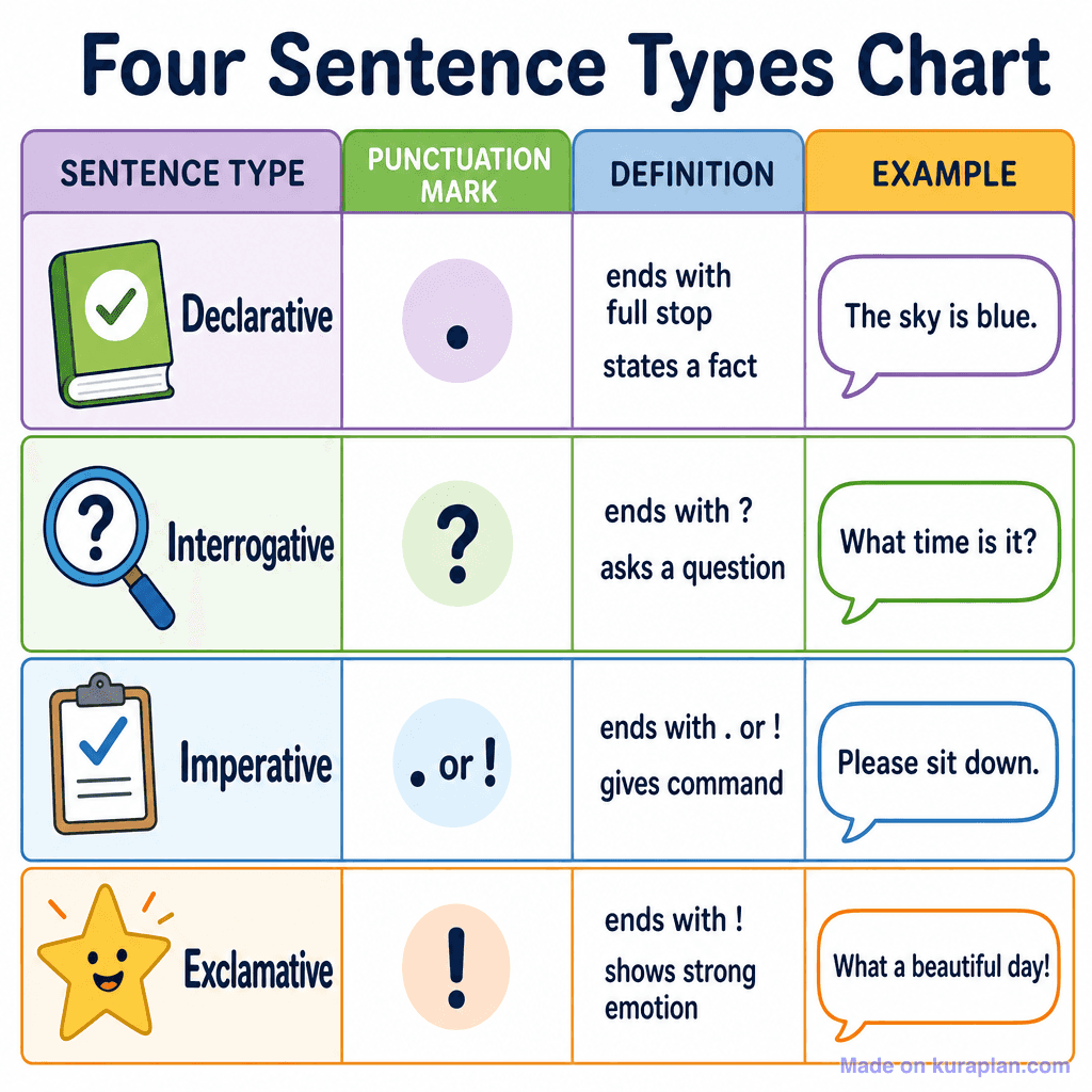 Four Sentence Types Chart (simple)