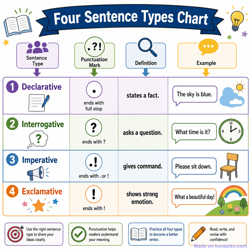 Four Sentence Types Chart (detailed)