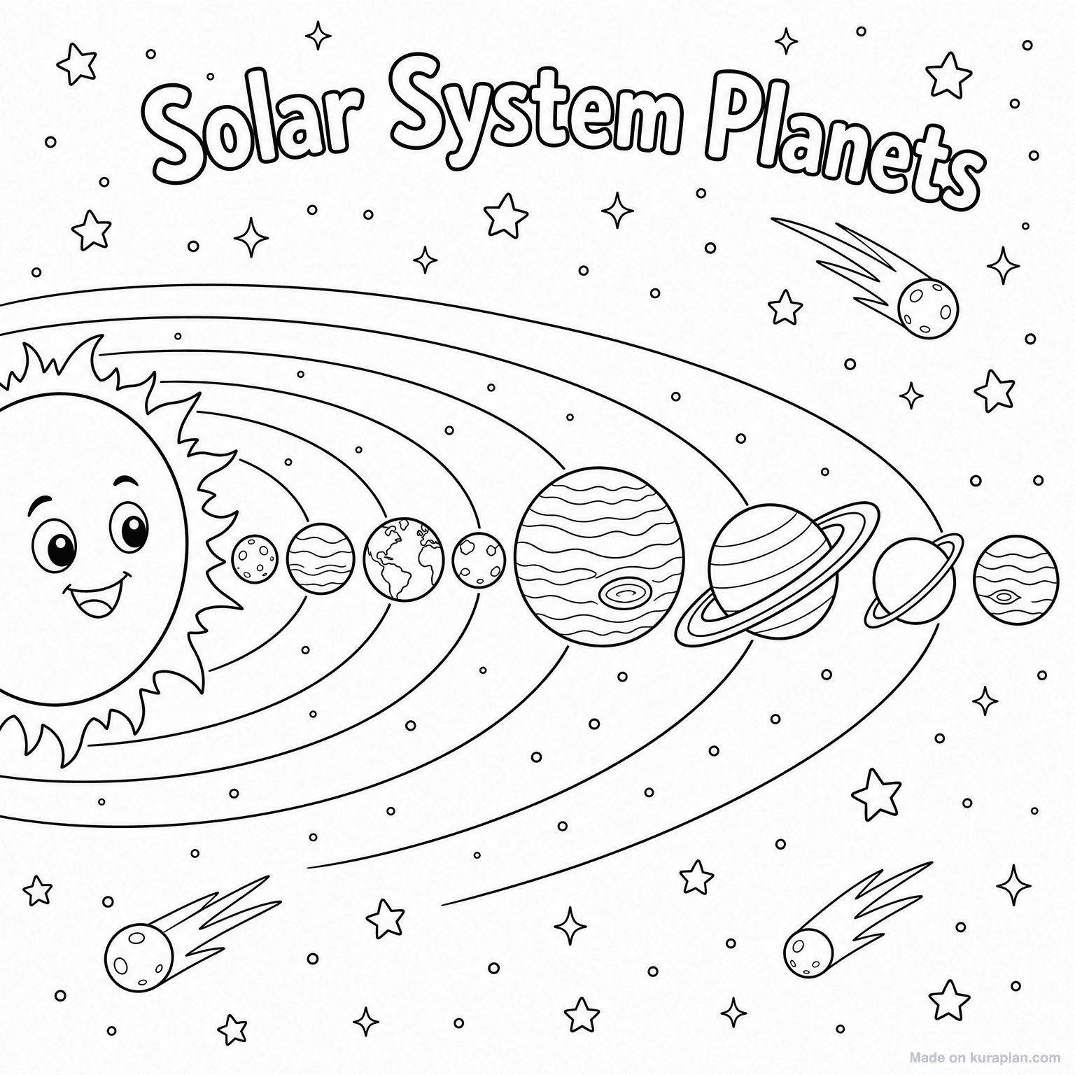 Solar System Planets — Coloring Page