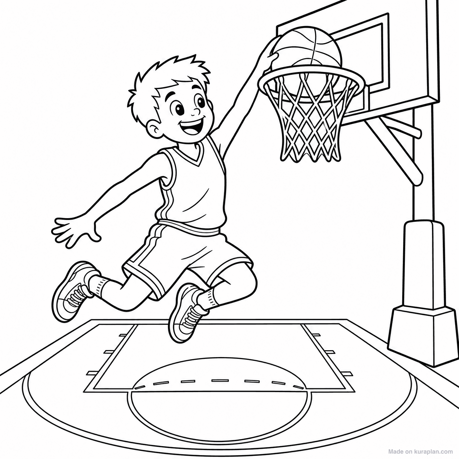 Basketball Player Dunking — Coloring Page