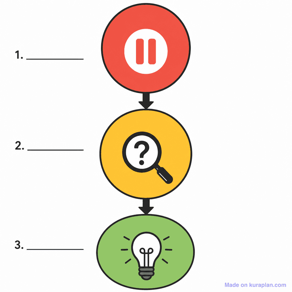 Stop, Check, Think – Digital Decision-Making Framework (simple, unlabeled)