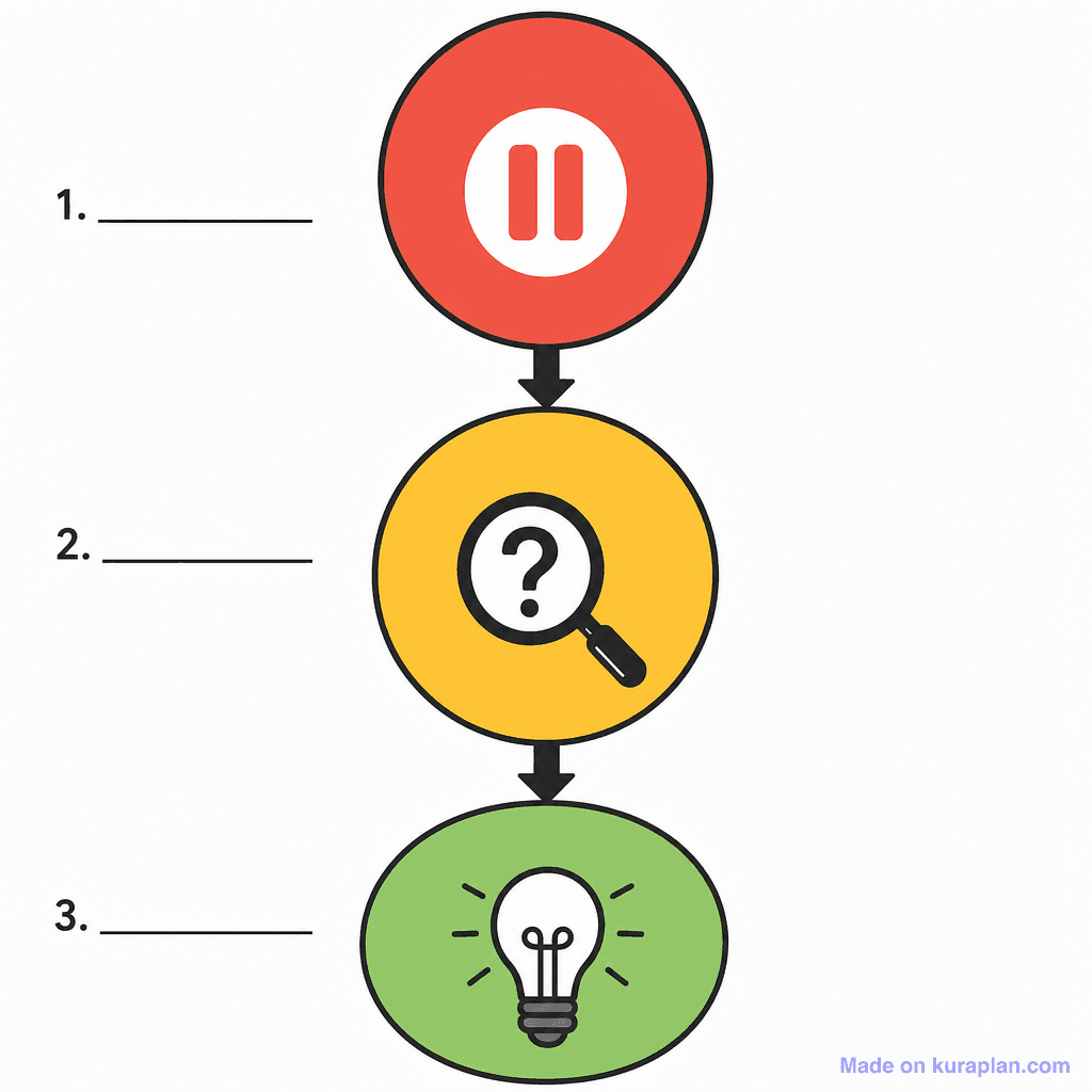 Stop, Check, Think – Digital Decision-Making Framework (simple, unlabeled)