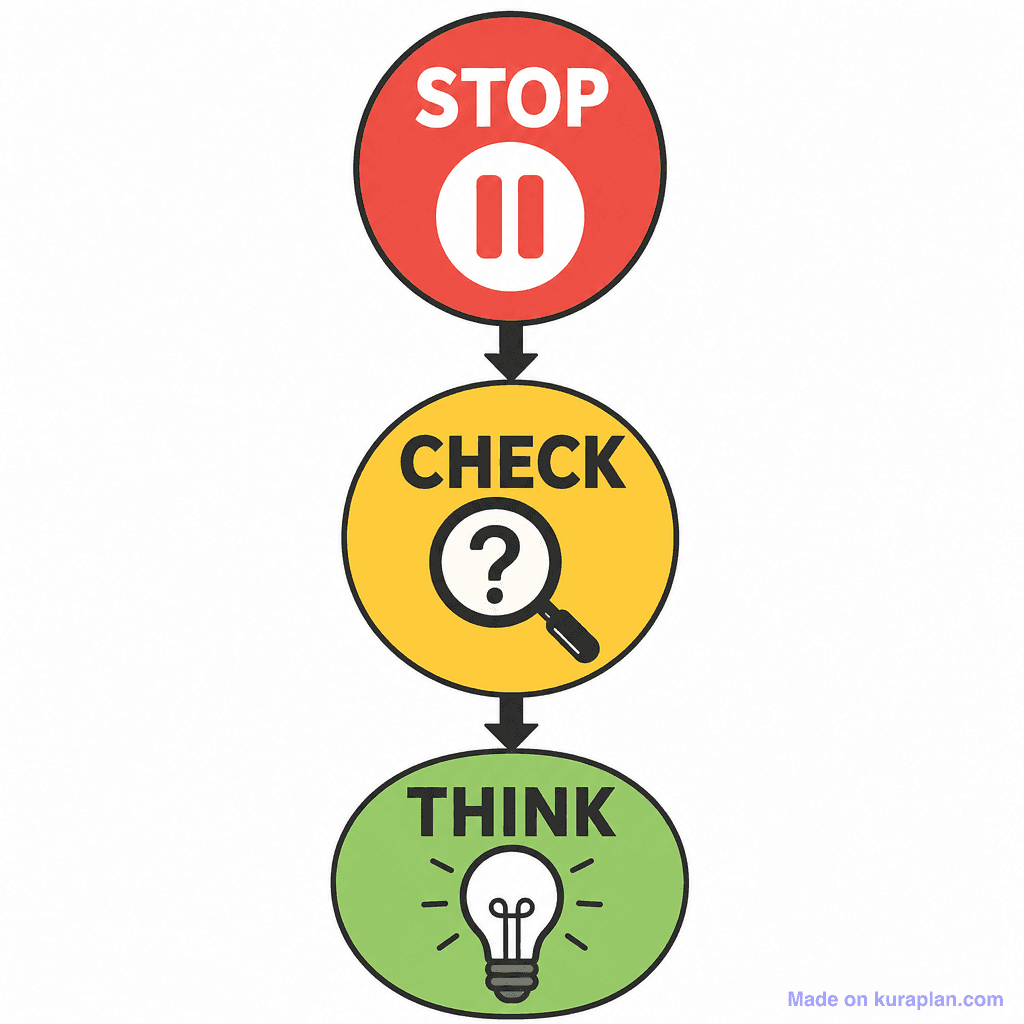 Stop, Check, Think – Digital Decision-Making Framework (simple)